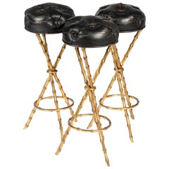 Set of Three Barstools by Maison Baguès