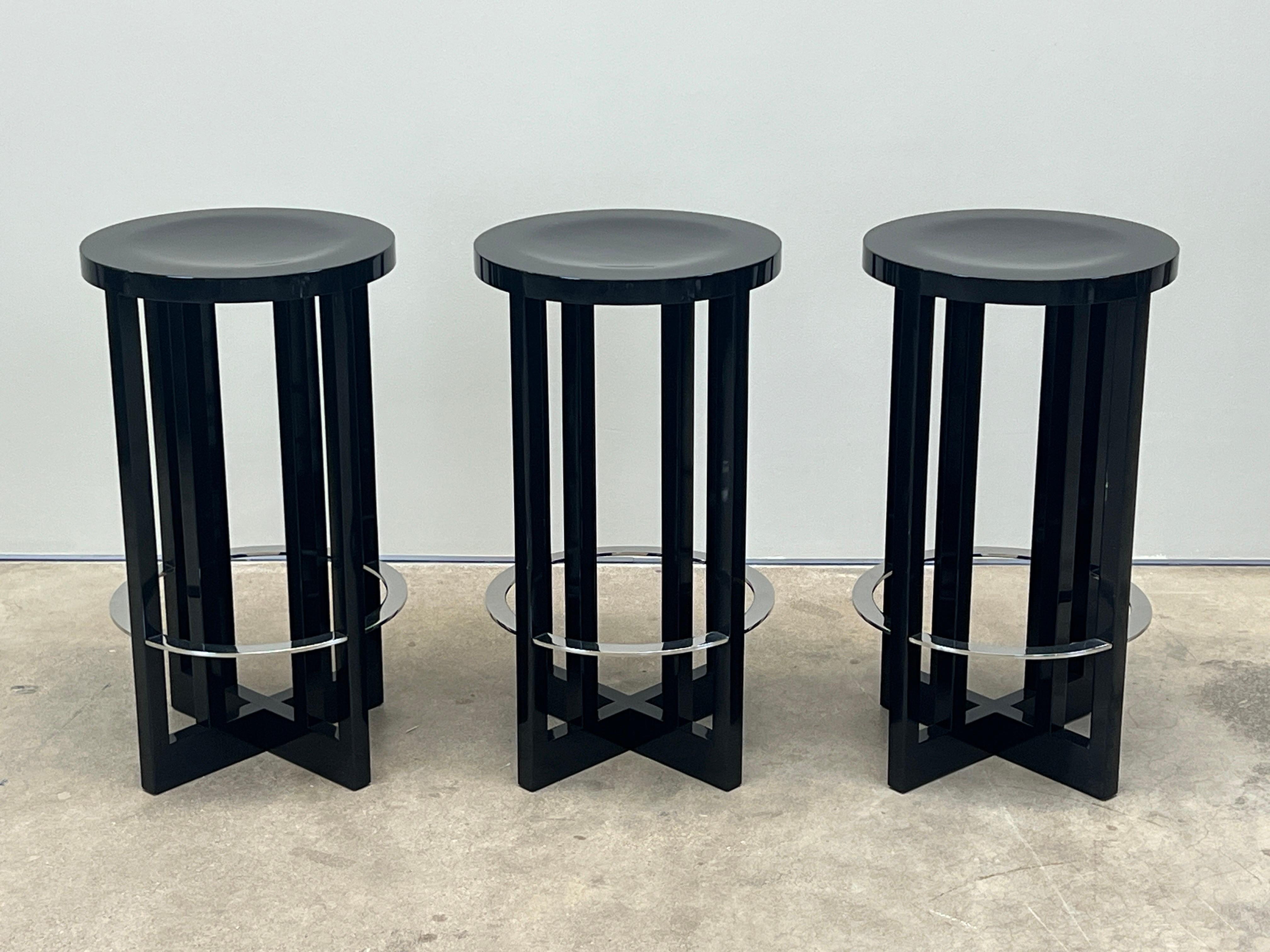 A set of three rare barstools designed by Richard Meier and produced by Knoll for a short time. 
