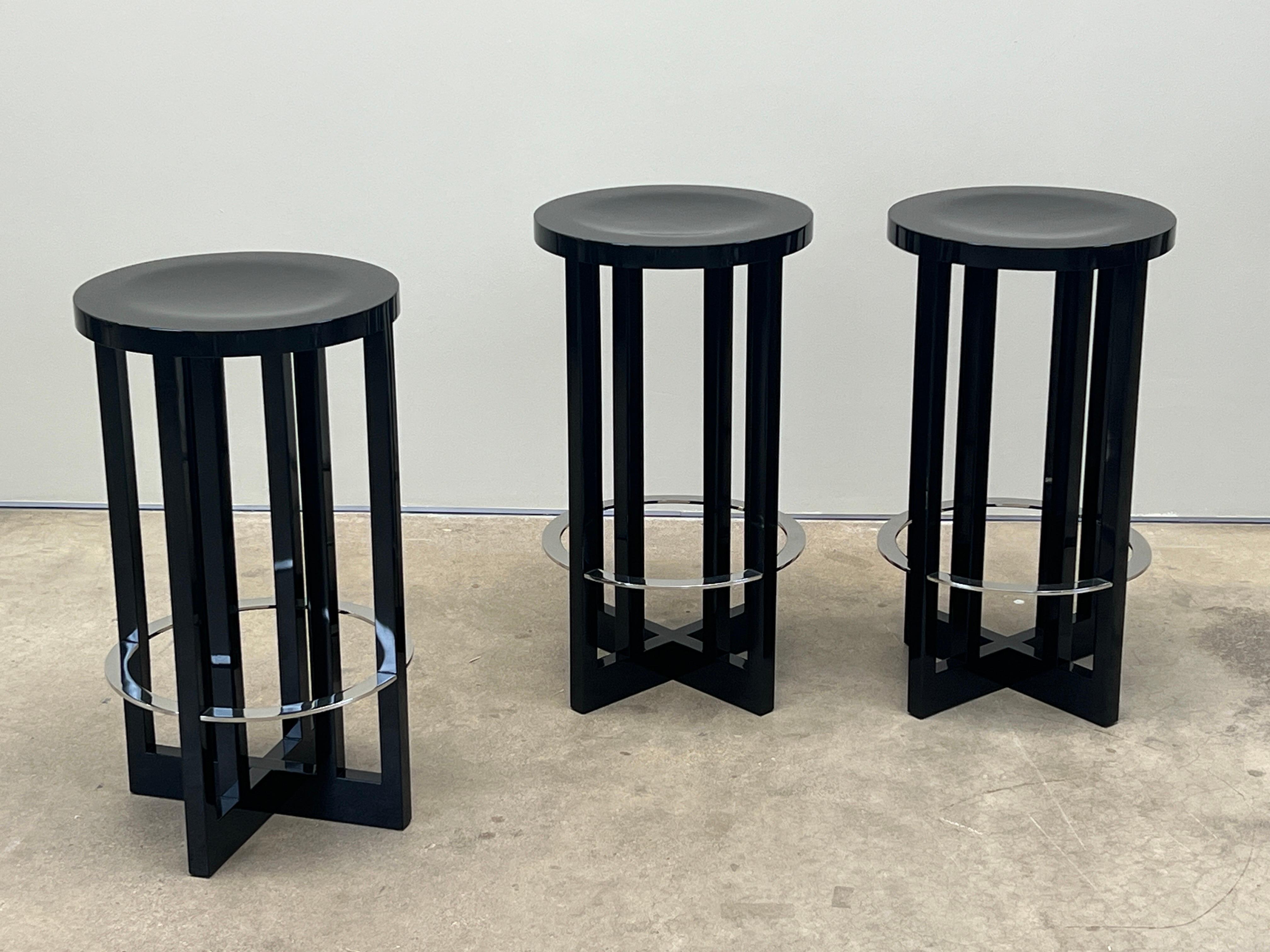 Set of Three Barstools by Richard Meier for Knoll In Good Condition For Sale In Dallas, TX