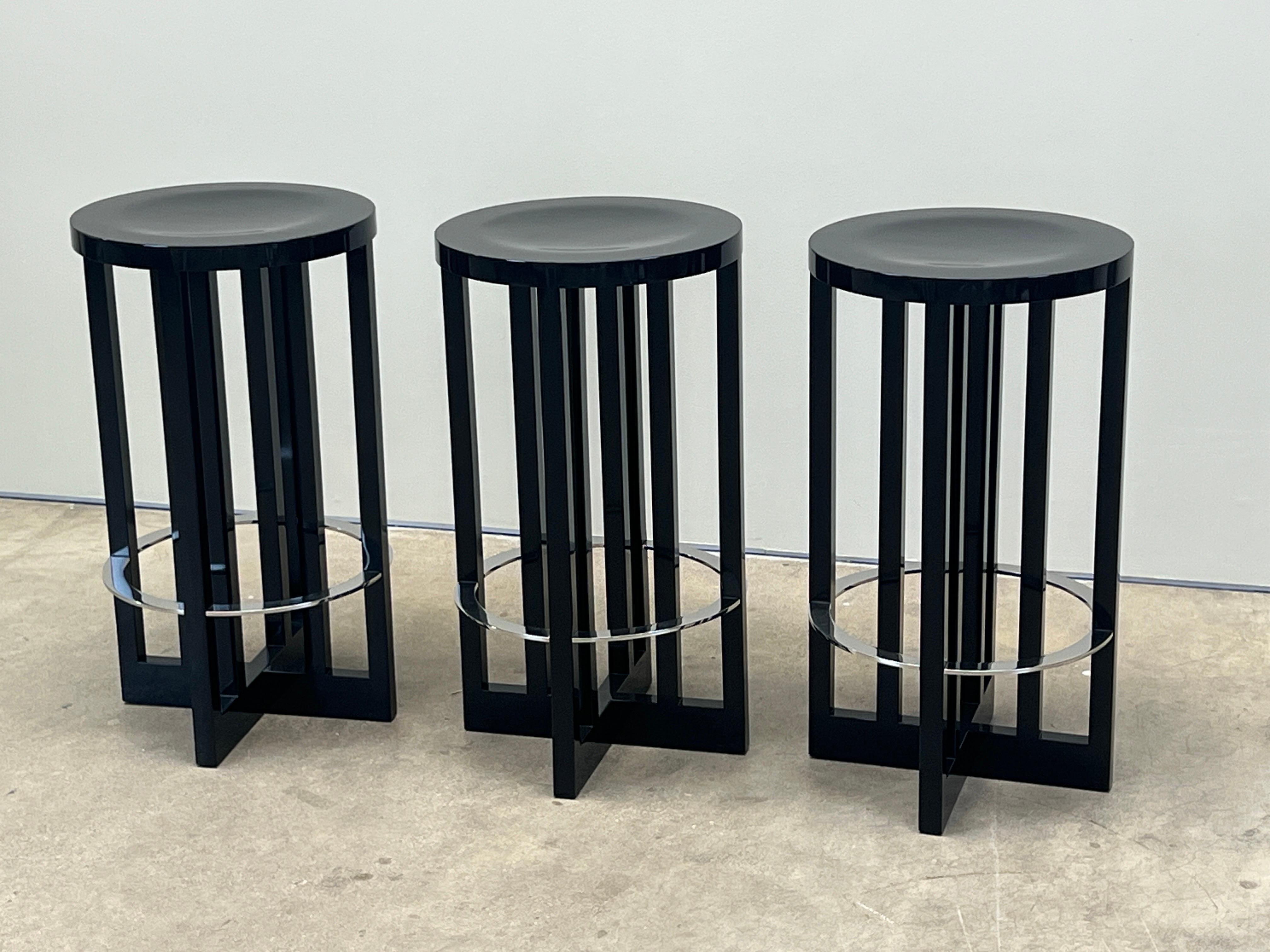 Lacquer Set of Three Barstools by Richard Meier for Knoll For Sale