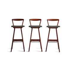 Set of Three Barstools by H. Rosengren Hansen for Brande Møbelindustri