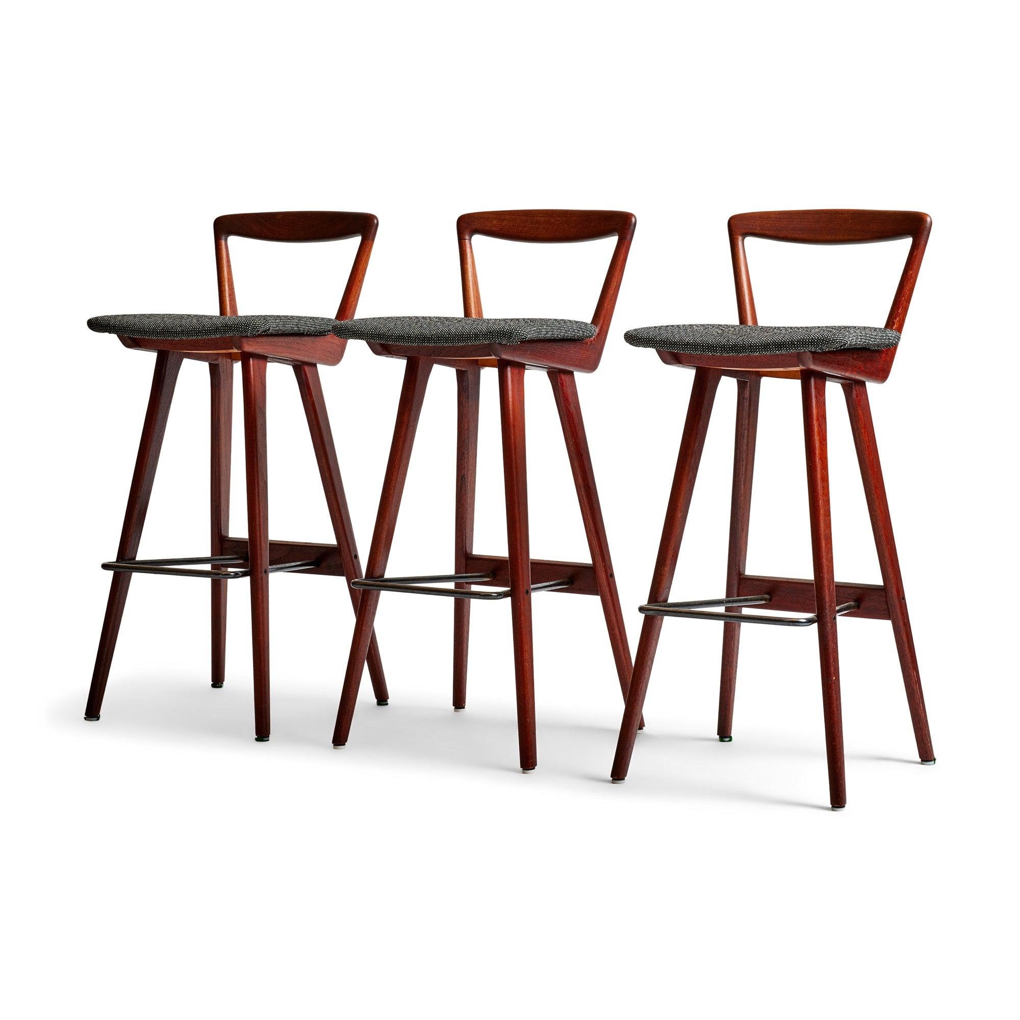 Danish Set of Three Barstools by H. Rosengren Hansen for Brande Møbelindustri For Sale