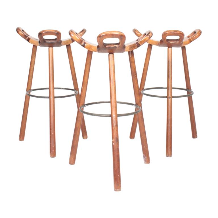Set of Three Barstools, Made in Spain, 1960s