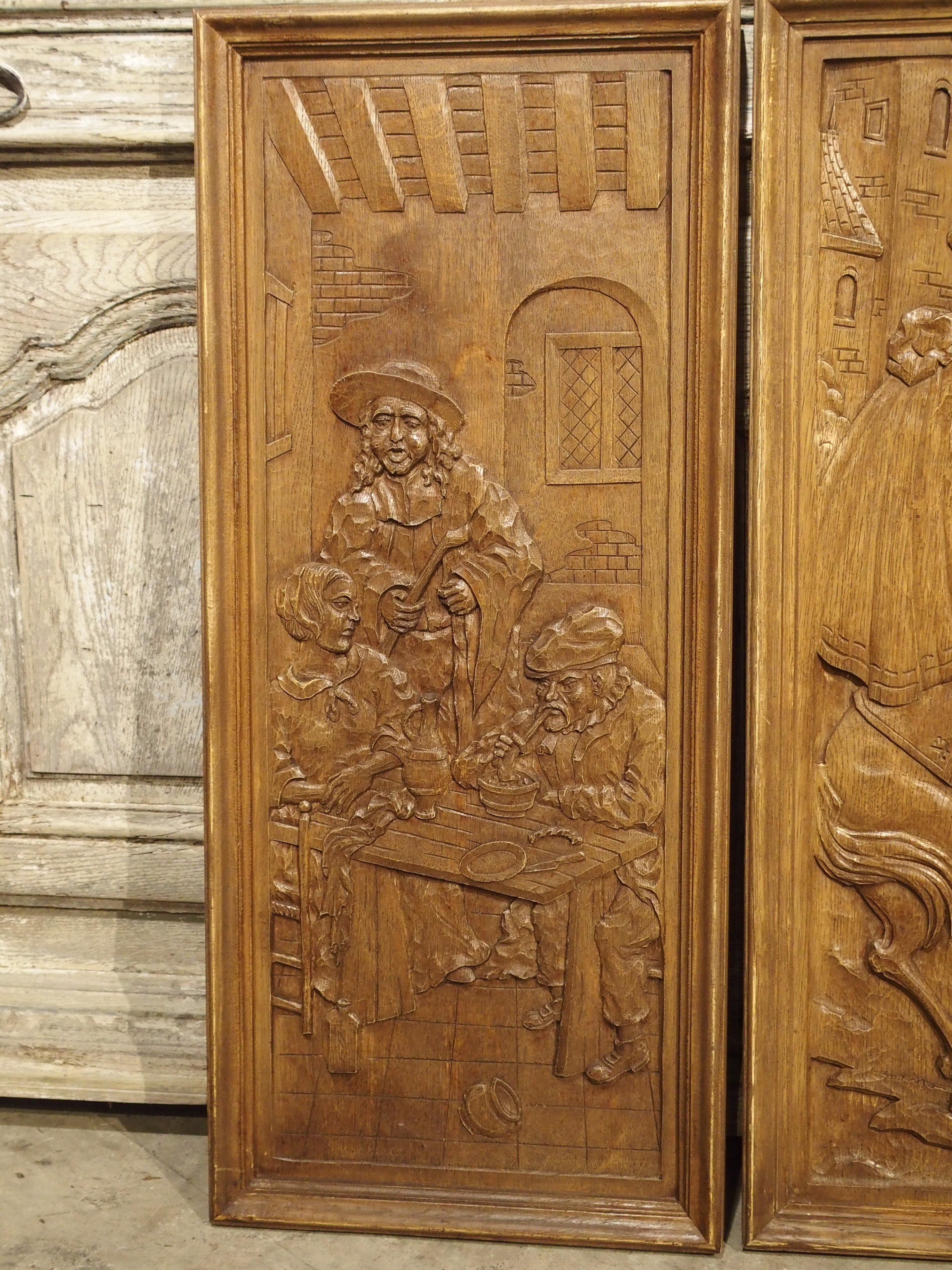 Set of Three Bas Relief Carved Belgian Panels, circa 1930 7