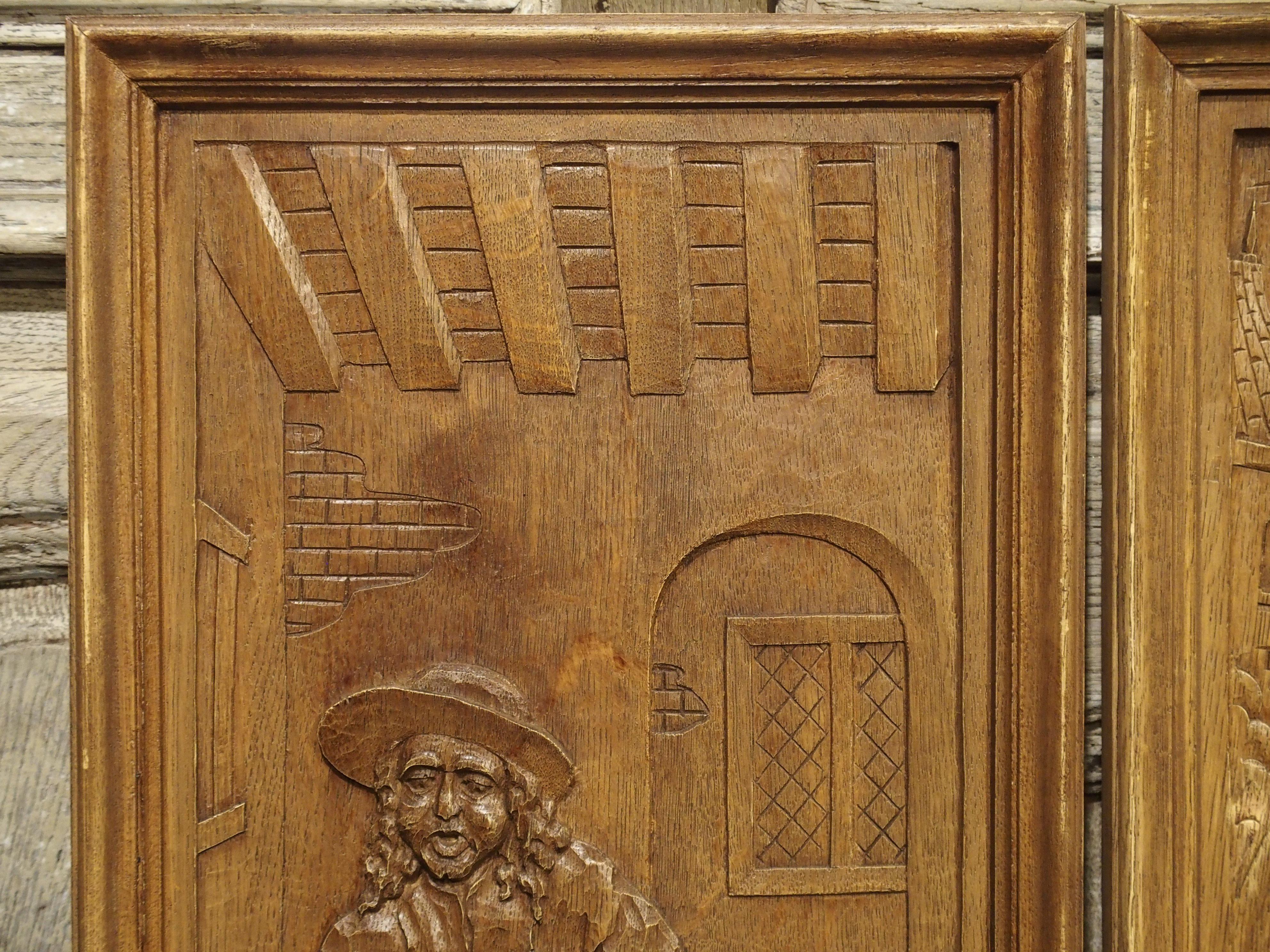 Set of Three Bas Relief Carved Belgian Panels, circa 1930 8