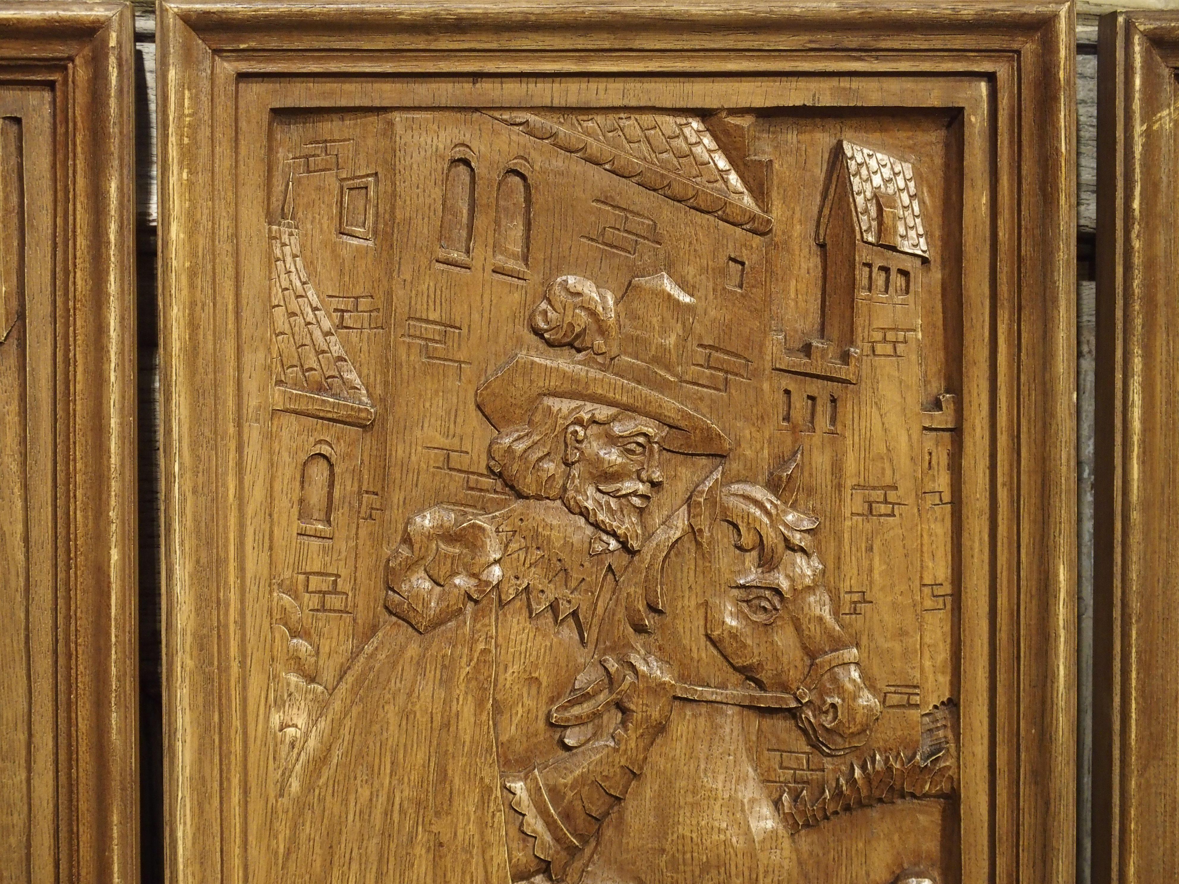 Set of Three Bas Relief Carved Belgian Panels, circa 1930 9
