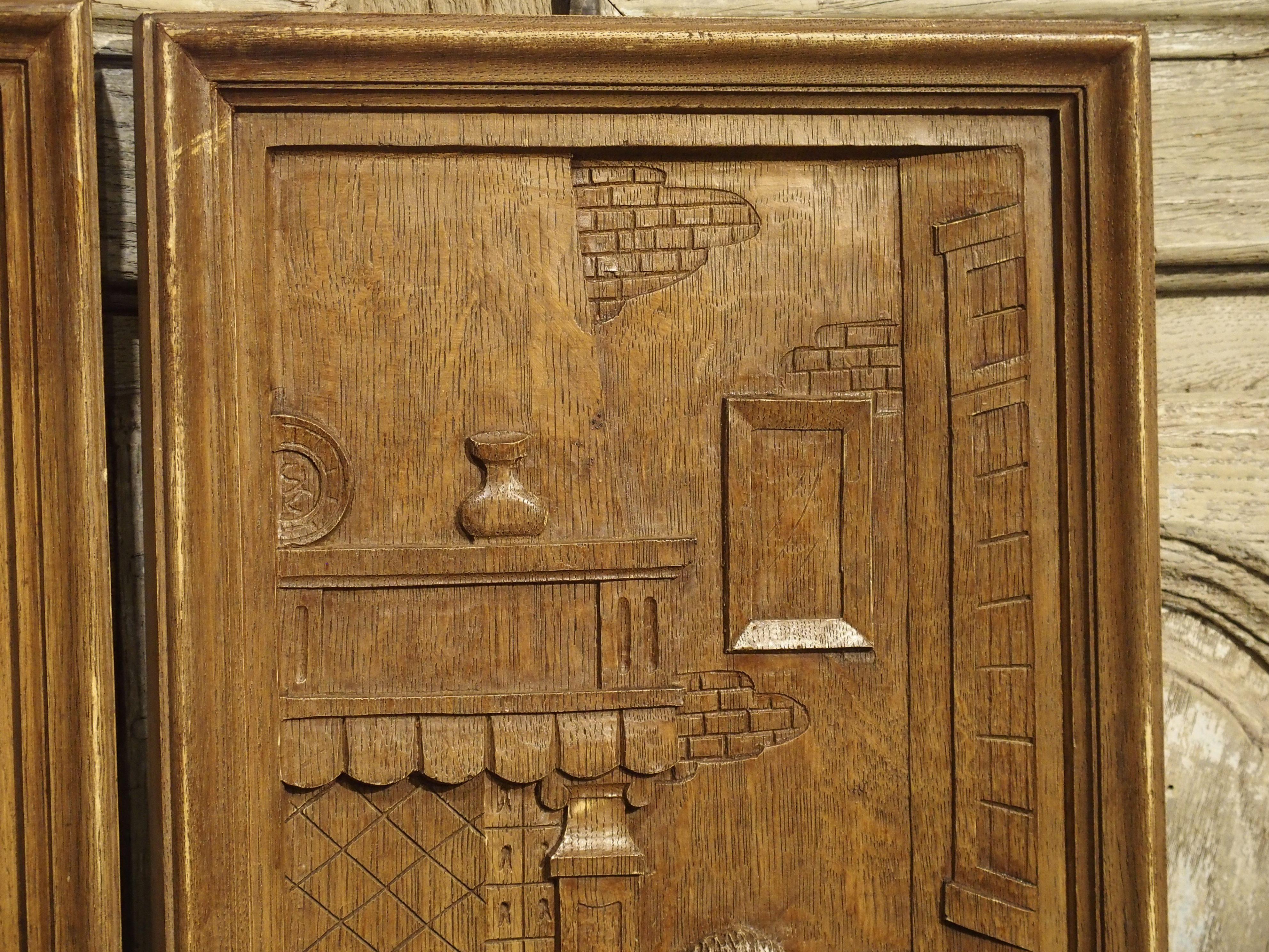 Set of Three Bas Relief Carved Belgian Panels, circa 1930 10