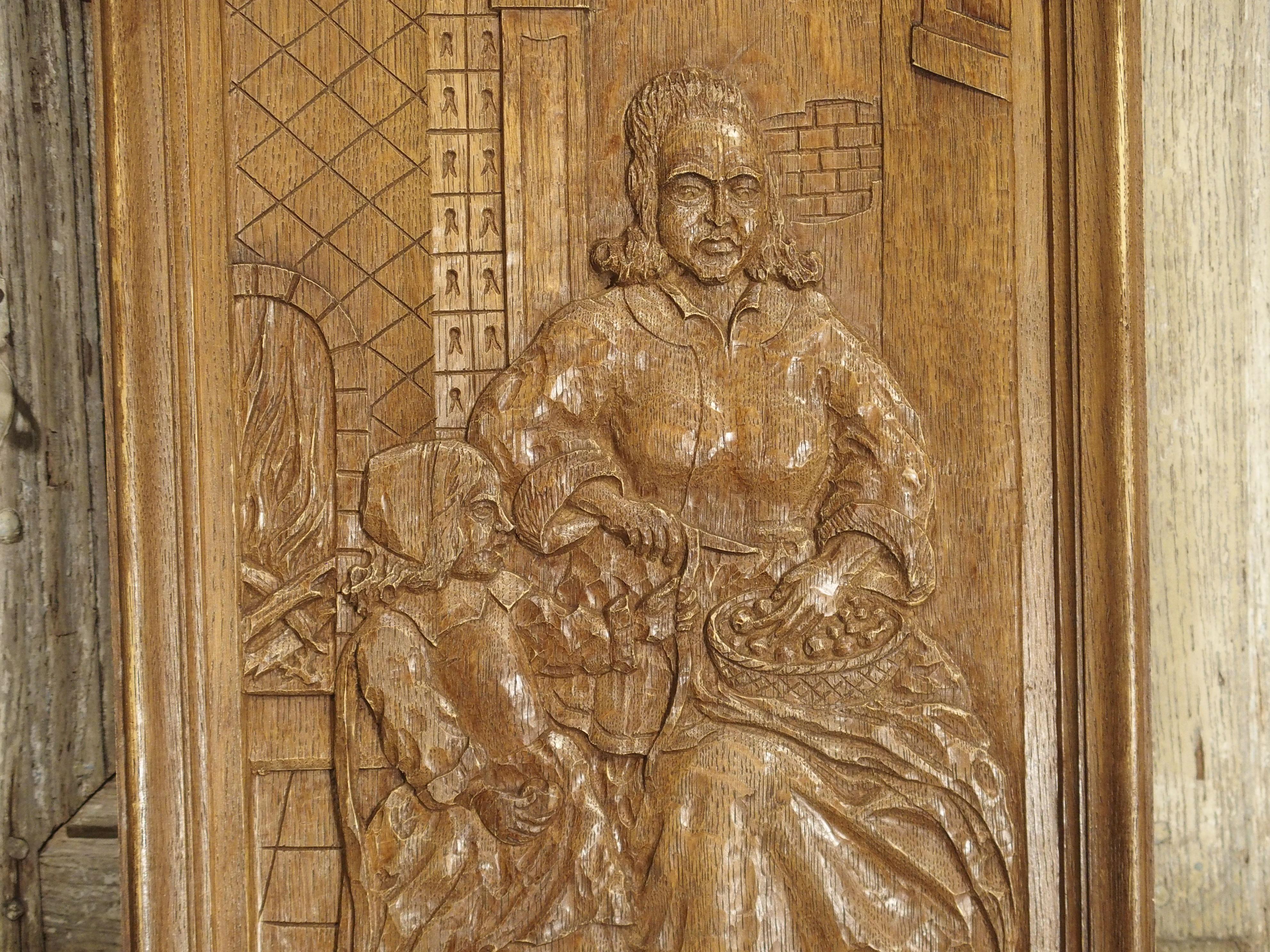 Hand-Carved Set of Three Bas Relief Carved Belgian Panels, circa 1930