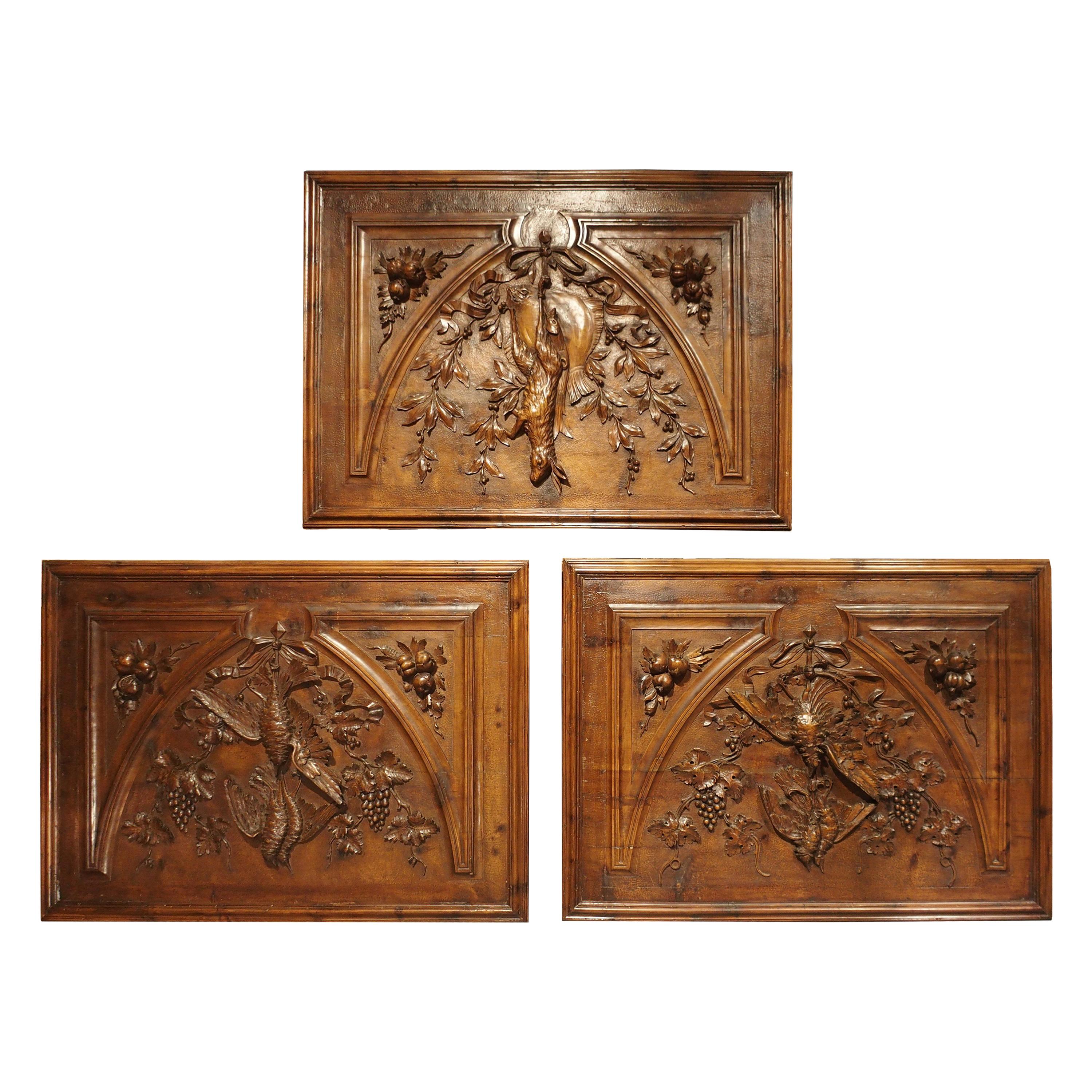 Set of Three Bas Relief Overdoor Panels from France, circa 1860