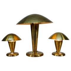 Set of Three Bauhaus Brass Table Lamps, 1930s