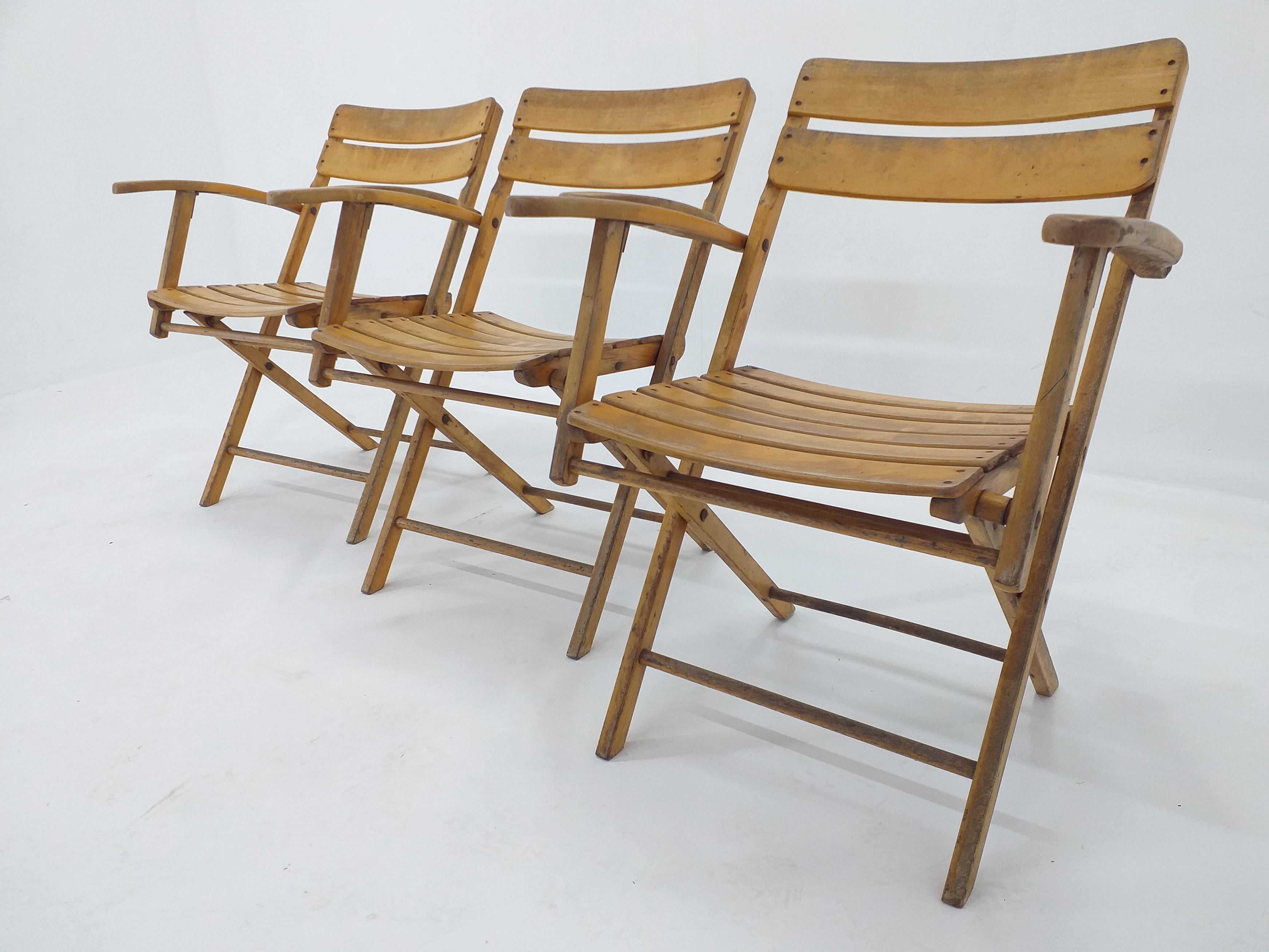 Ensemble de trois fauteuils pliants Bauhaus Naether, Allemagne, années 1930 Bon état - En vente à Praha, CZ