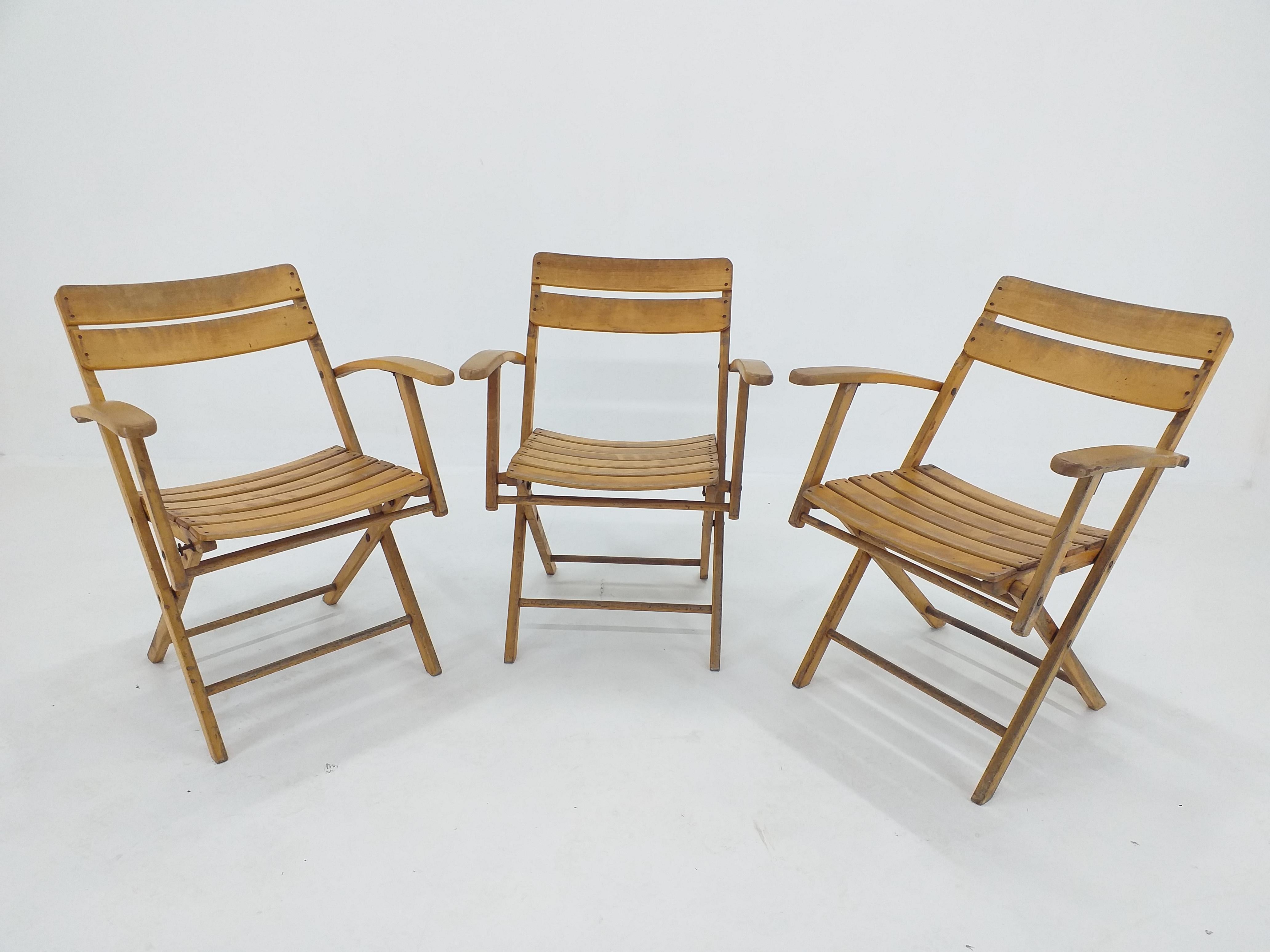Ensemble de trois fauteuils pliants Bauhaus Naether, Allemagne, années 1930 en vente 1