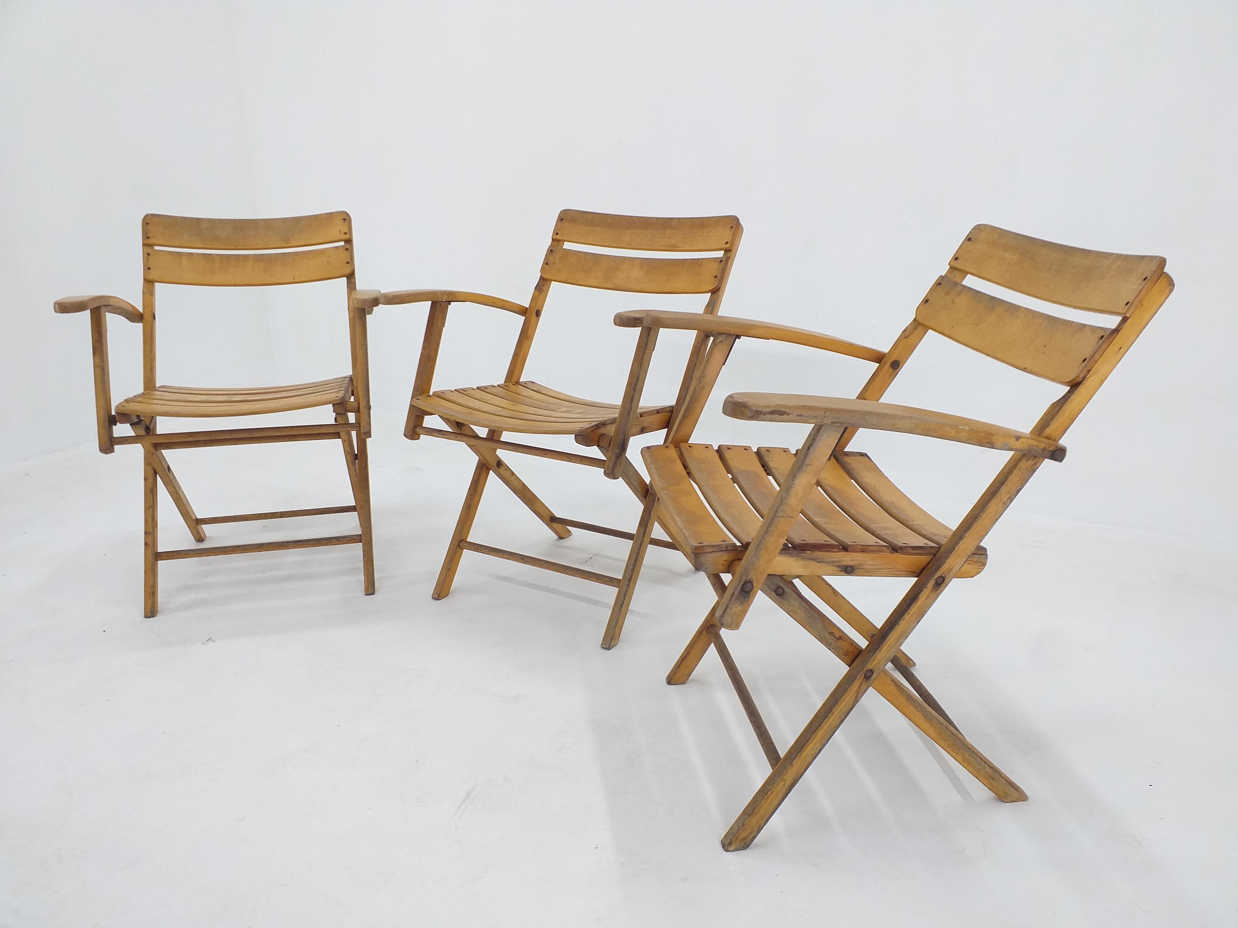 Ensemble de trois fauteuils pliants Bauhaus Naether, Allemagne, années 1930 en vente 2