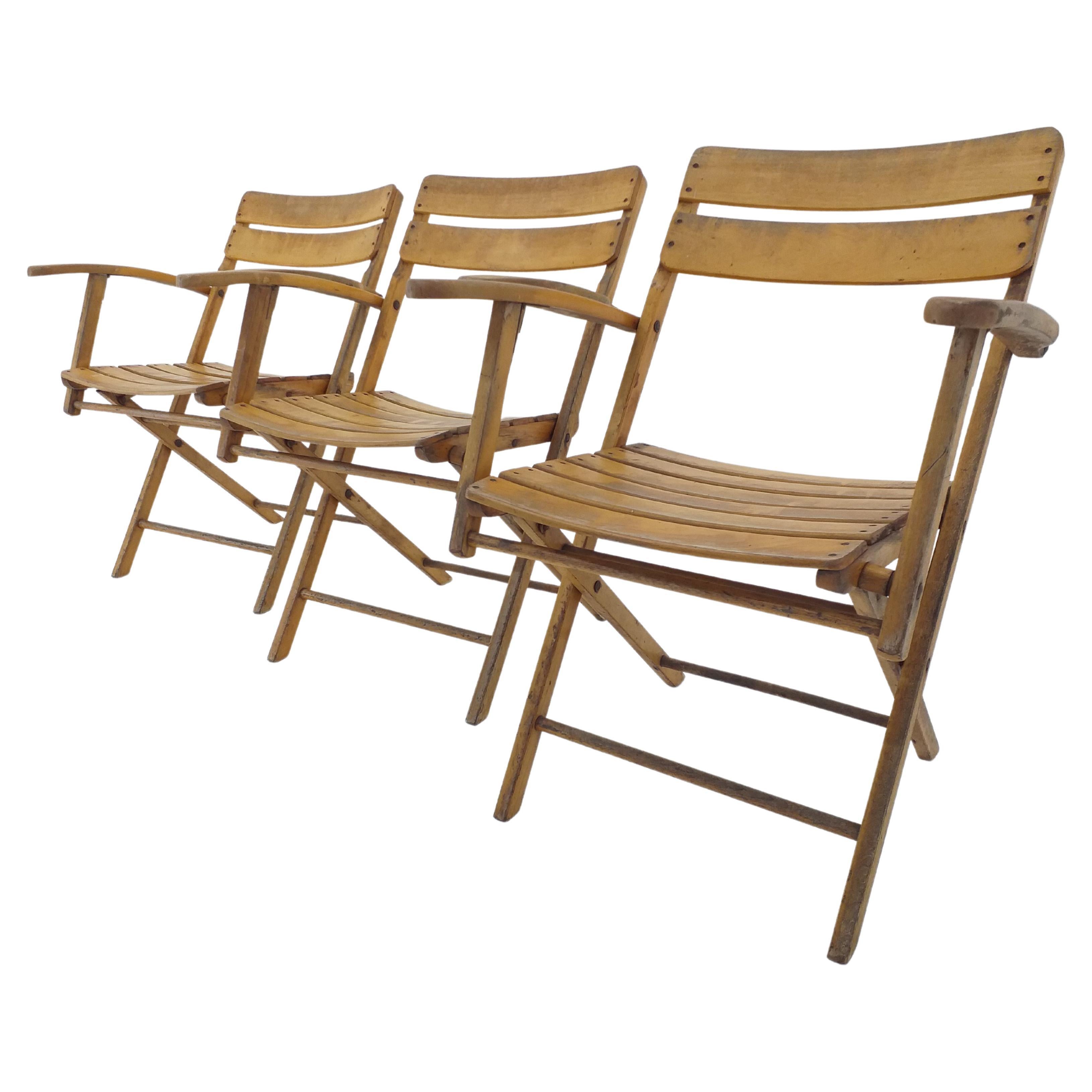 Set of Three Bauhaus Folding Armchairs Naether, Germany, 1930s For Sale