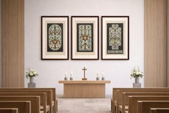 Set of Three Bavarian Decorative Panel Chromolithographs, Zettler Munich 1874