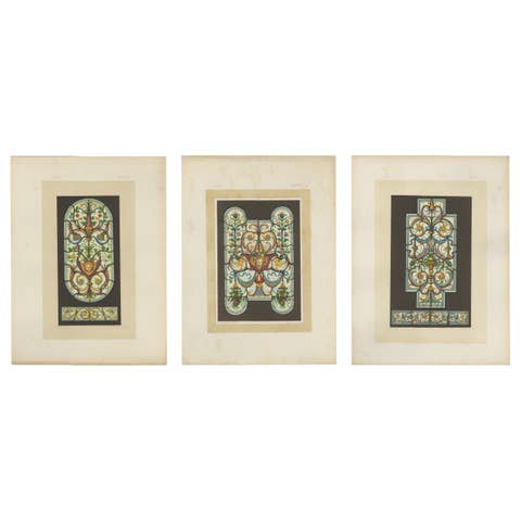 Set of Three Bavarian Decorative Panel Chromolithographs, Zettler Munich 1874
