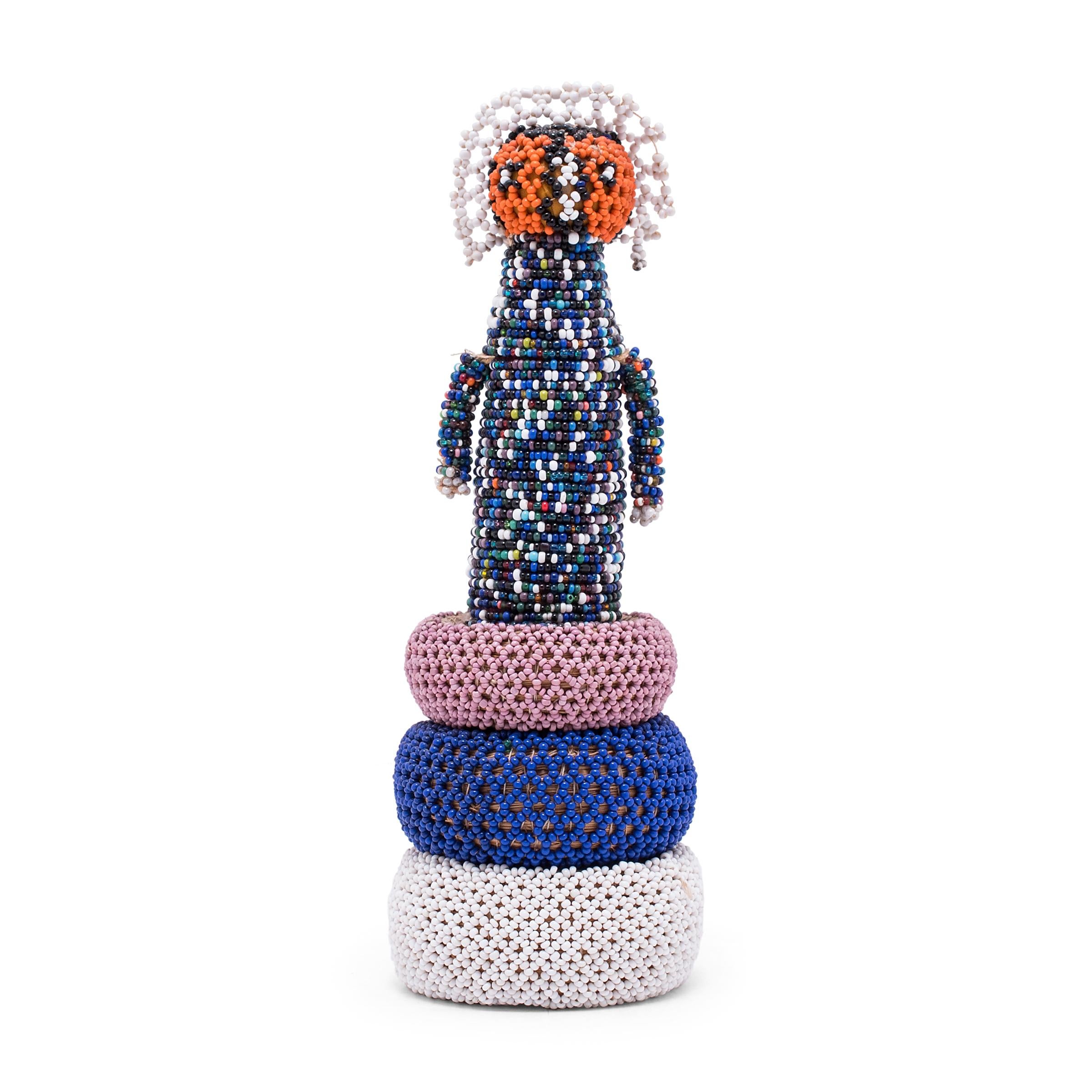 Cotton Set of Three Beaded Ndebele Fertility Dolls For Sale