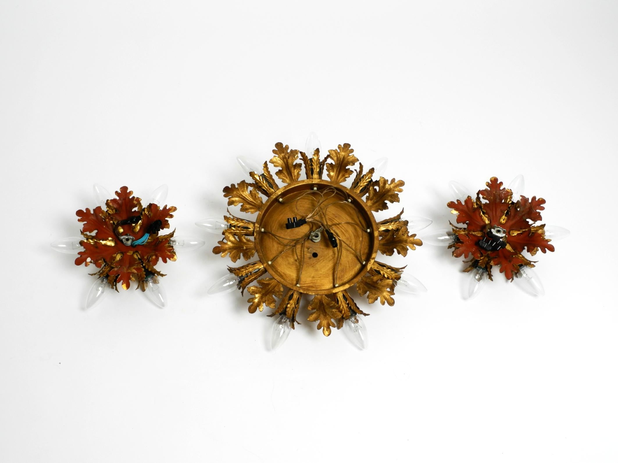 Set of three beautiful 60s Italian ceiling or wall lamps by Banci Firenze Italy For Sale 4