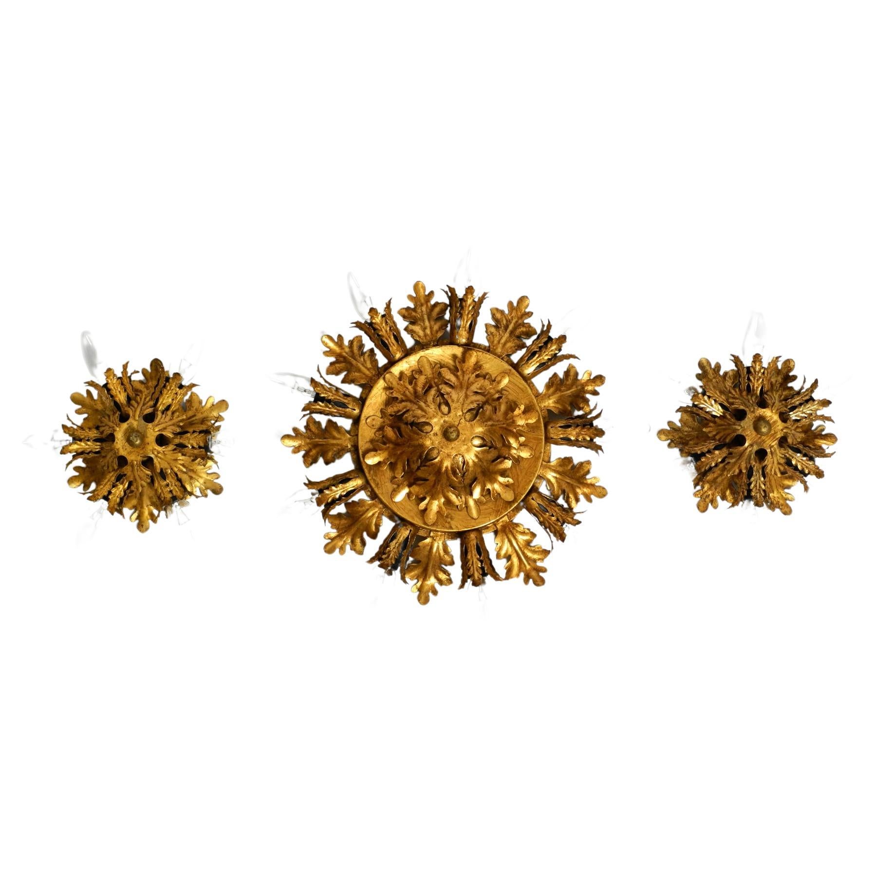 Set of three beautiful 60s Italian ceiling or wall lamps by Banci Firenze Italy