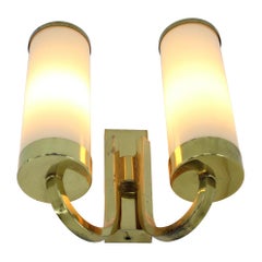 Set of Three Beautiful Art Deco/Bauhaus Brass Wall Lamps / Scones, 1930s