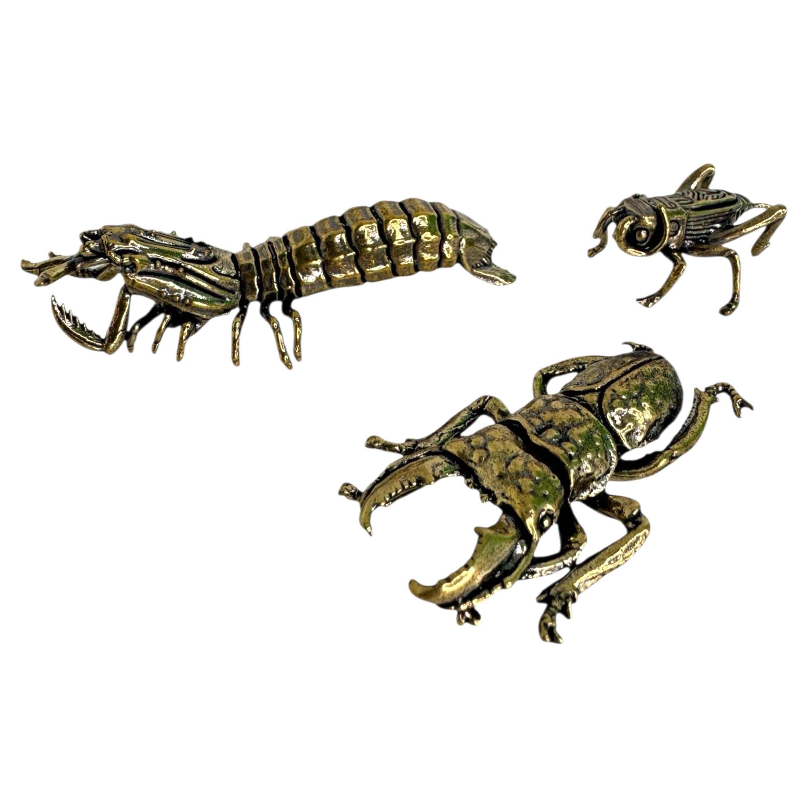Set of three Beetle Bug Miniature Figurines, Vintage German 1960s in vendita