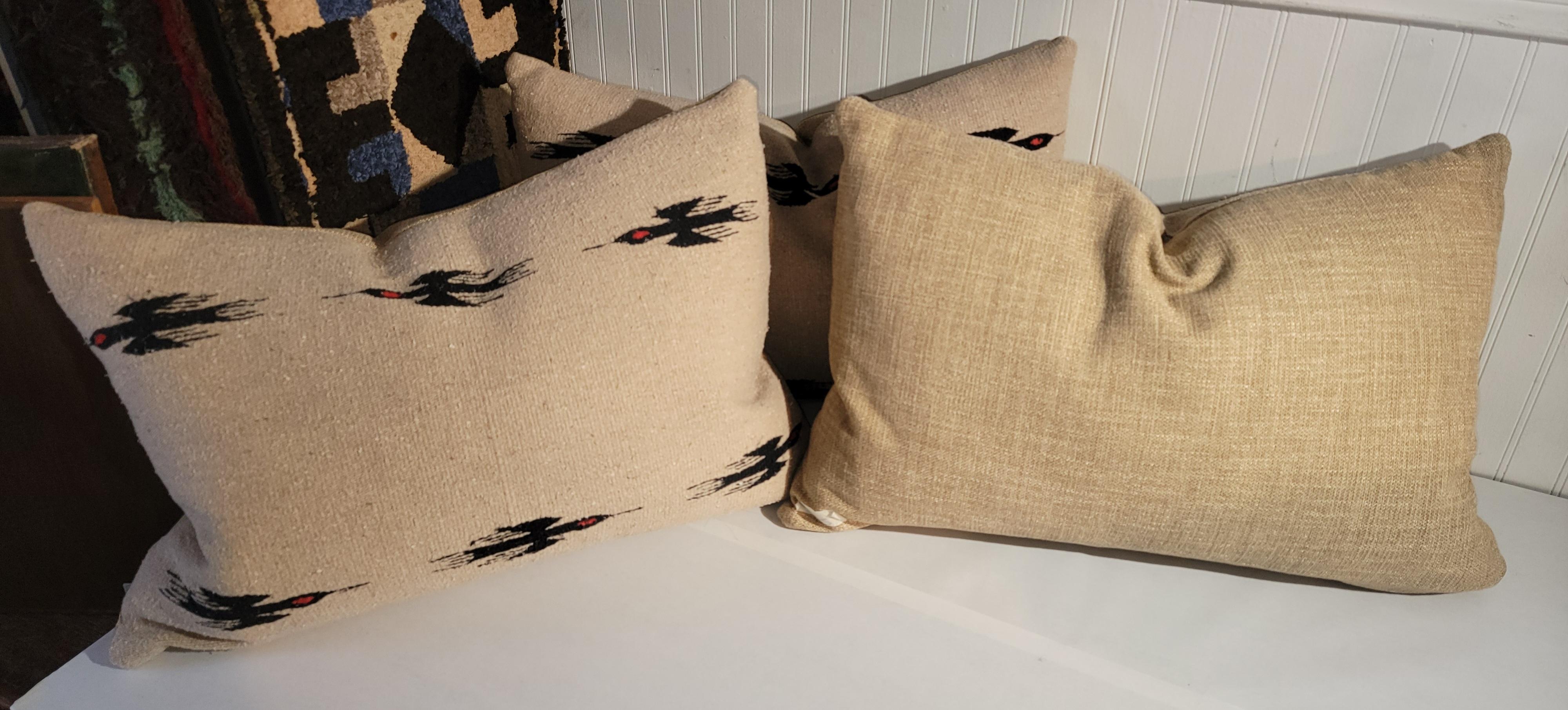 Adirondack Set of Three Beige and black Bird Pillows  For Sale