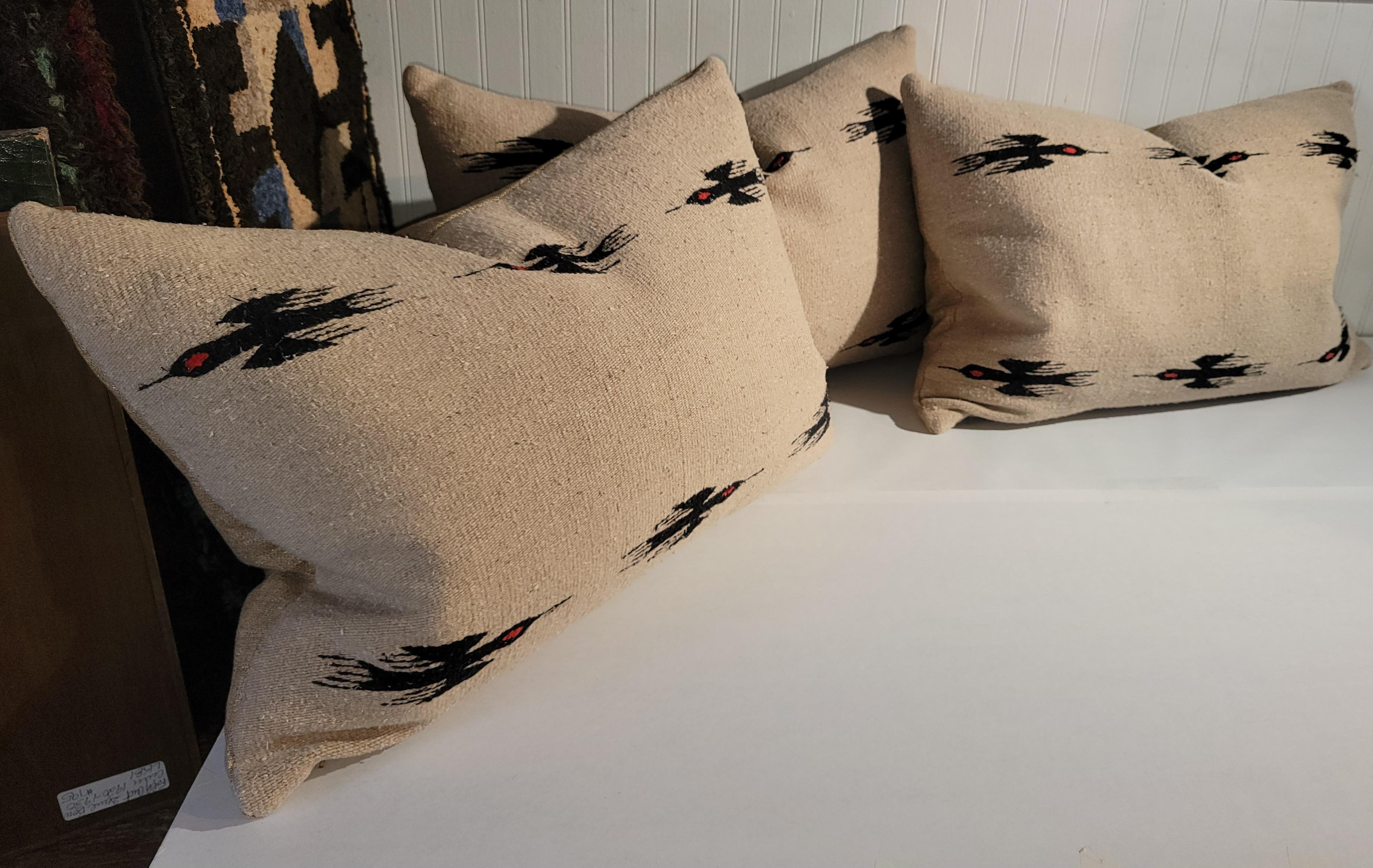 20th Century Set of Three Beige and black Bird Pillows  For Sale