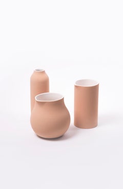 Contemporary Mexican Ceramic Beige Vases