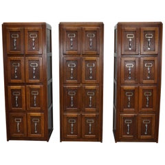 Set of Three Belgium Oak Filing Cabinets / Bank of Drawers, circa 1950s