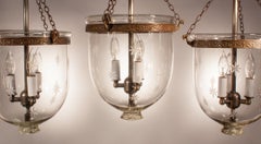 Set of Three Bell Jar Lanterns with Star Etching