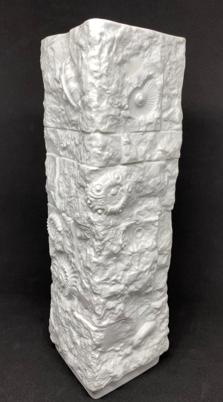 Set of Three Bisque Fossil Ammonite Vases by Kaiser Porcelain, Germany