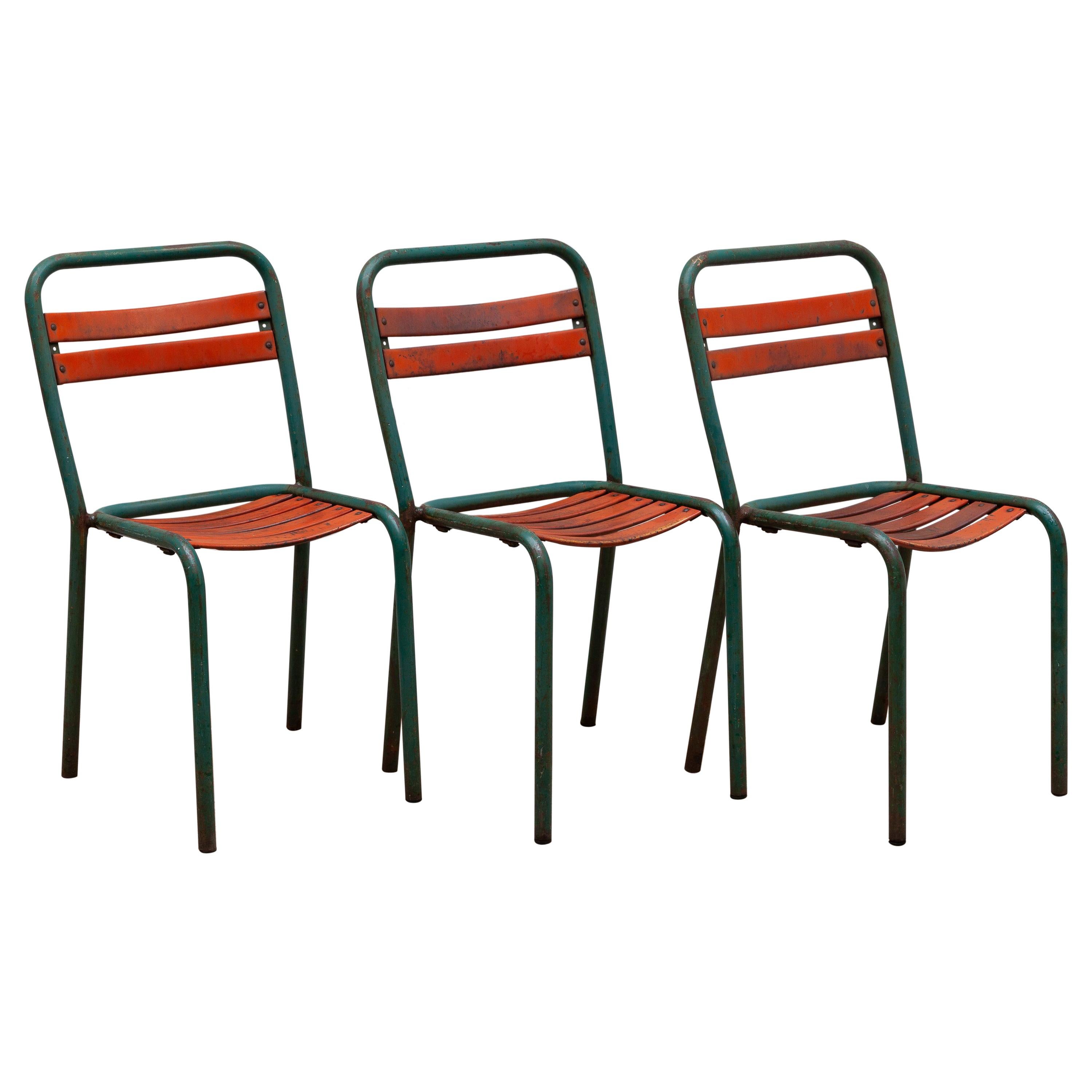 Set of Three Bistro Outdoor Chairs, France, 1930s