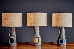 Set of Three Bitossi Ceramic Table Lamps with Volcano Glaze