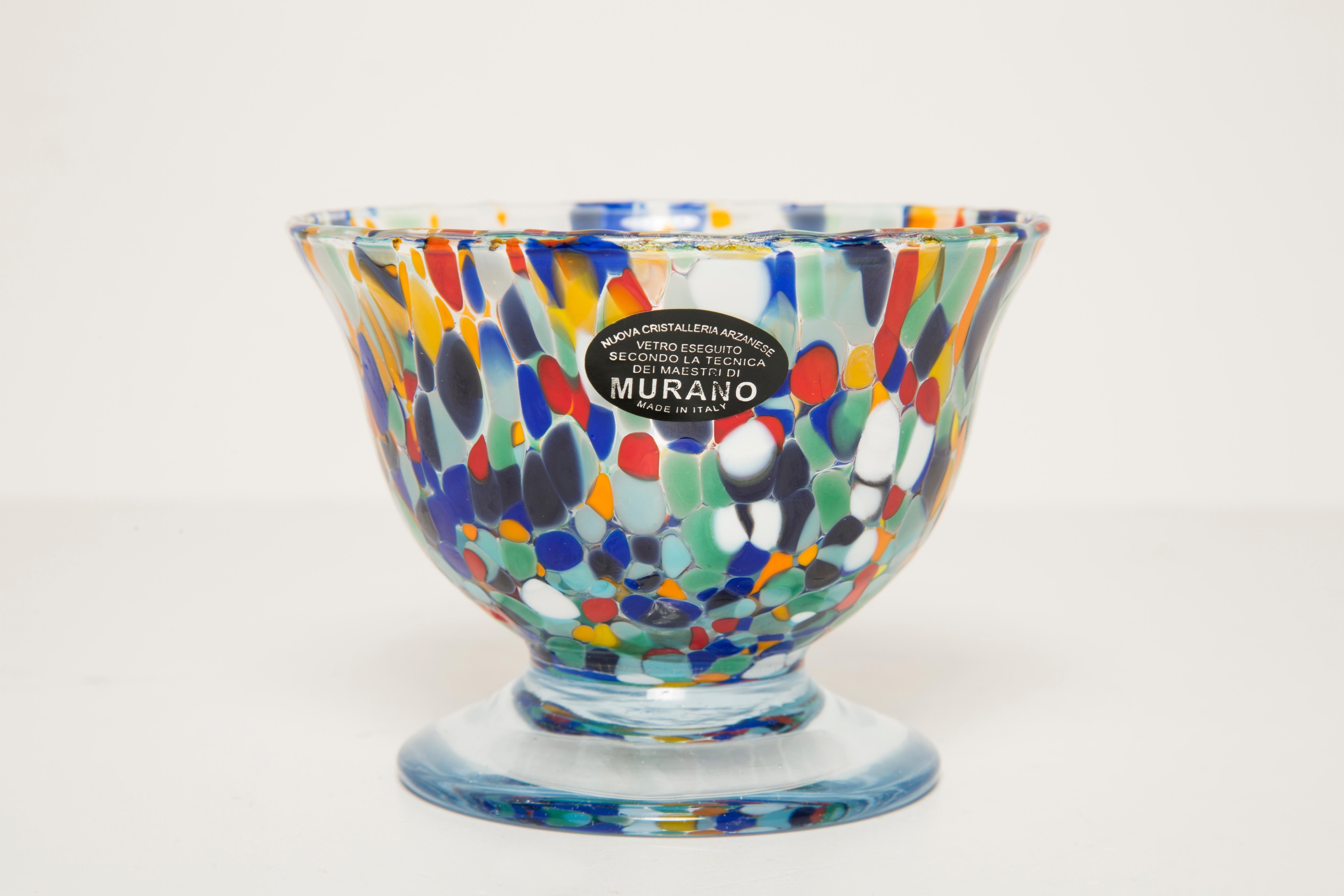 Set of Three Blue Murano Glasses, Ice Cream Cups, Italy, Europe, 2000s In Excellent Condition For Sale In 05-080 Hornowek, PL