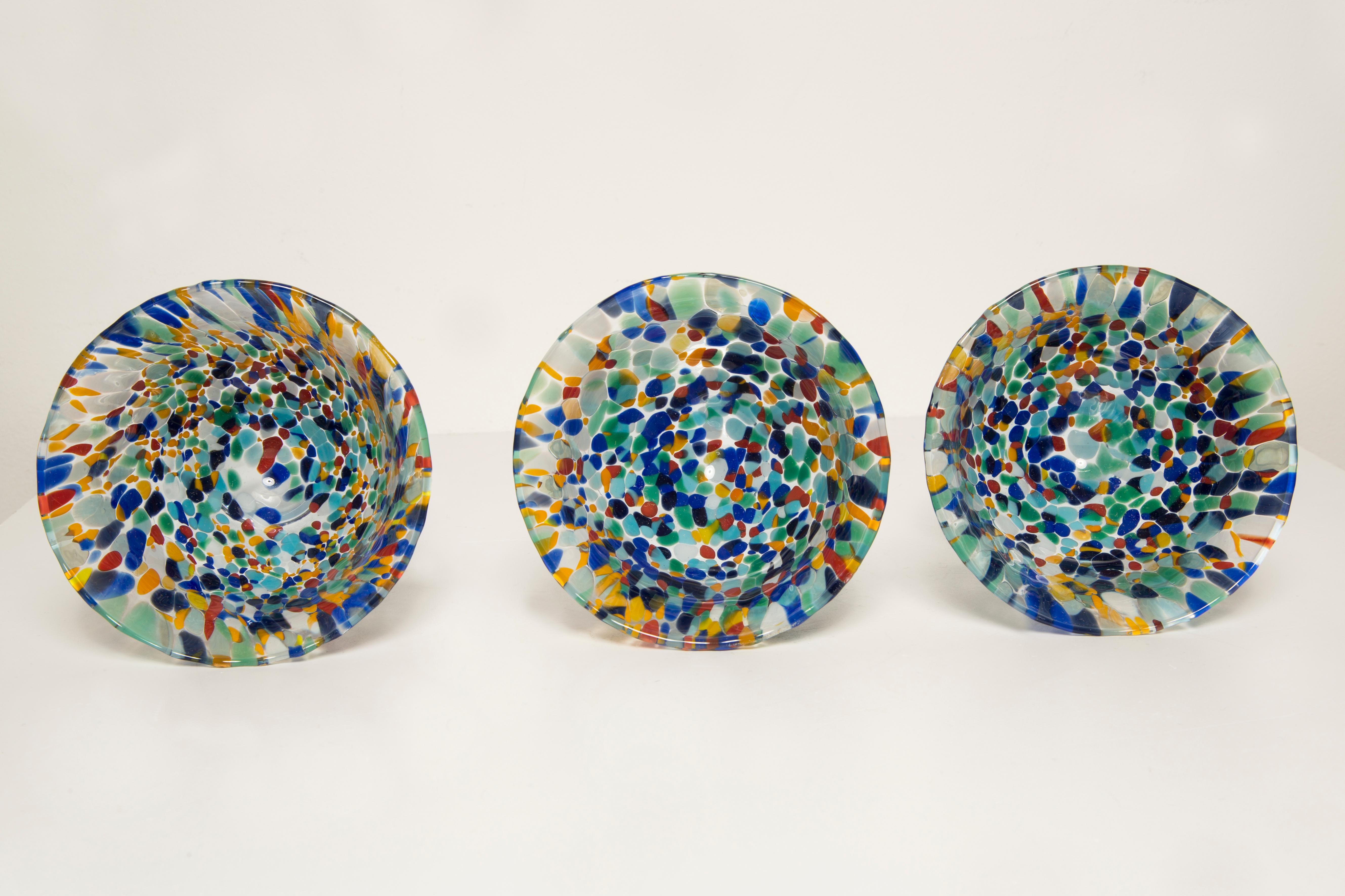 Set of Three Blue Murano Glasses, Ice Cream Cups, Italy, Europe, 2000s For Sale 1