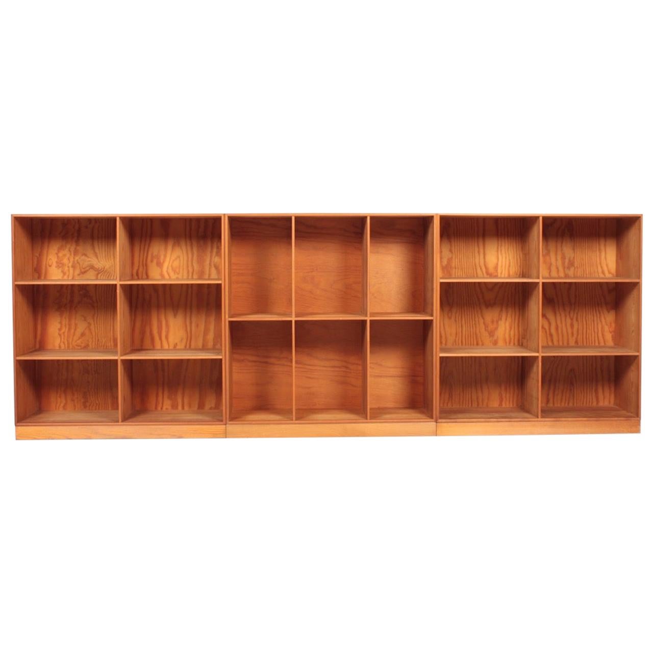Set of Three Bookcases in Pine by Mogens Koch, Danish Design, Midcentury 1950s