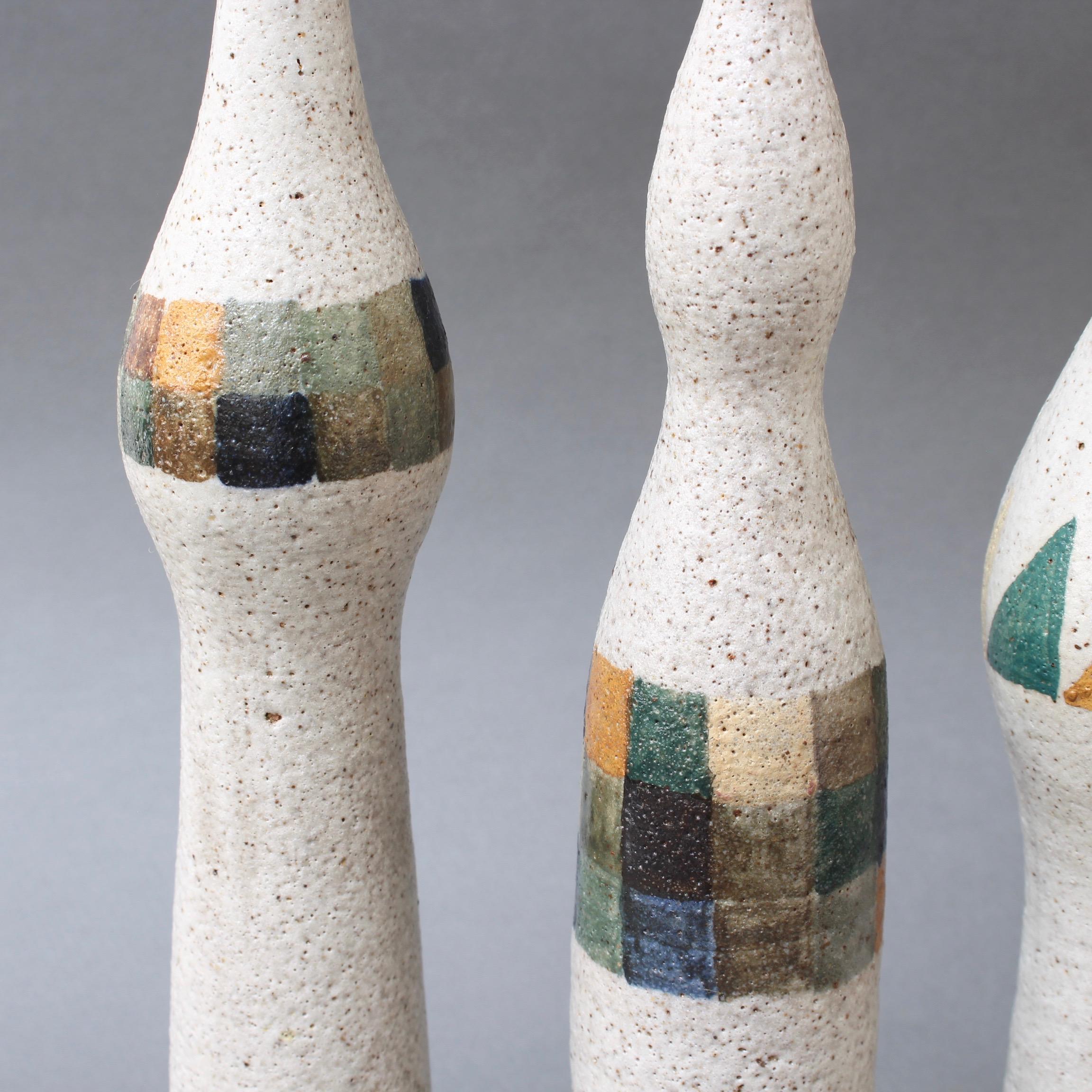 Set of Three Bottle-Shaped Vases by Bruno Gambone, circa 1990s For Sale 4