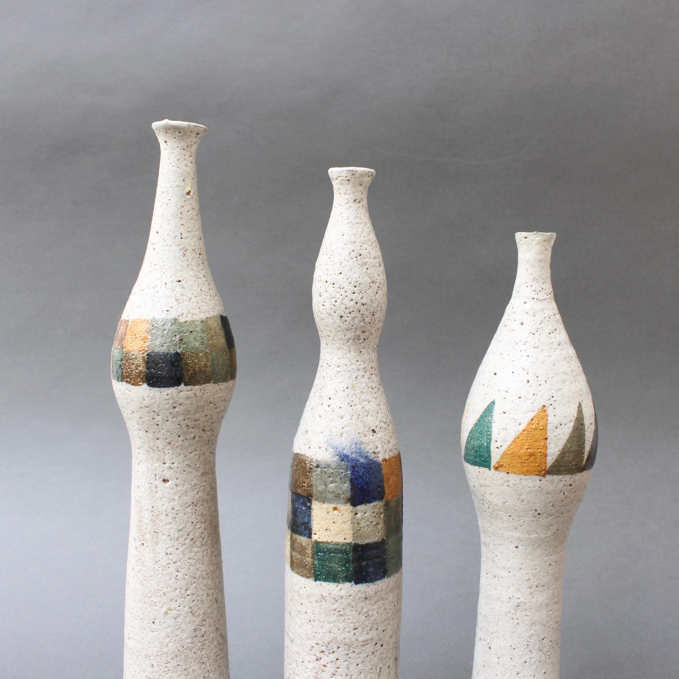 Set of Three Bottle-Shaped Vases by Bruno Gambone, circa 1990s In Good Condition For Sale In London, GB