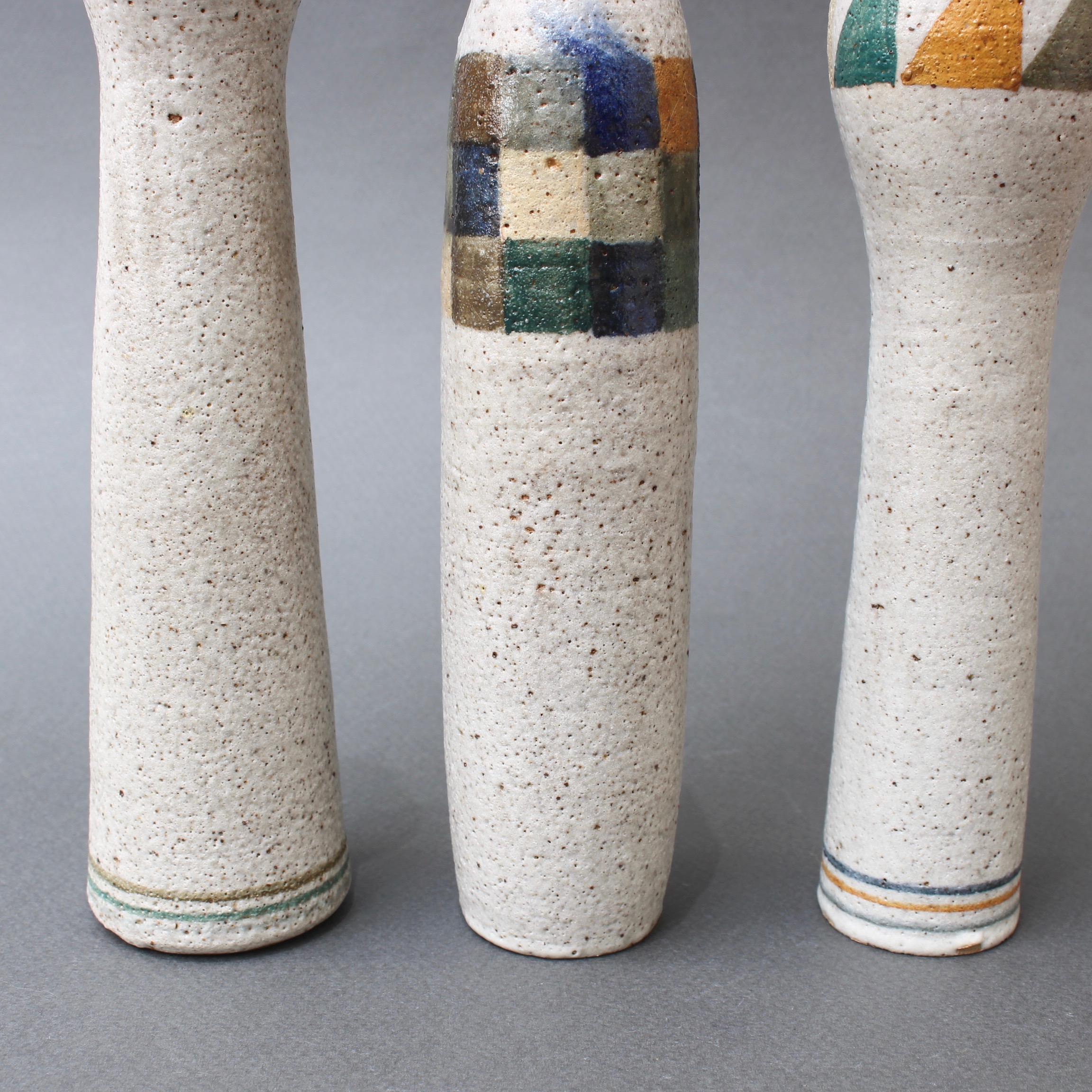 Late 20th Century Set of Three Bottle-Shaped Vases by Bruno Gambone, circa 1990s For Sale