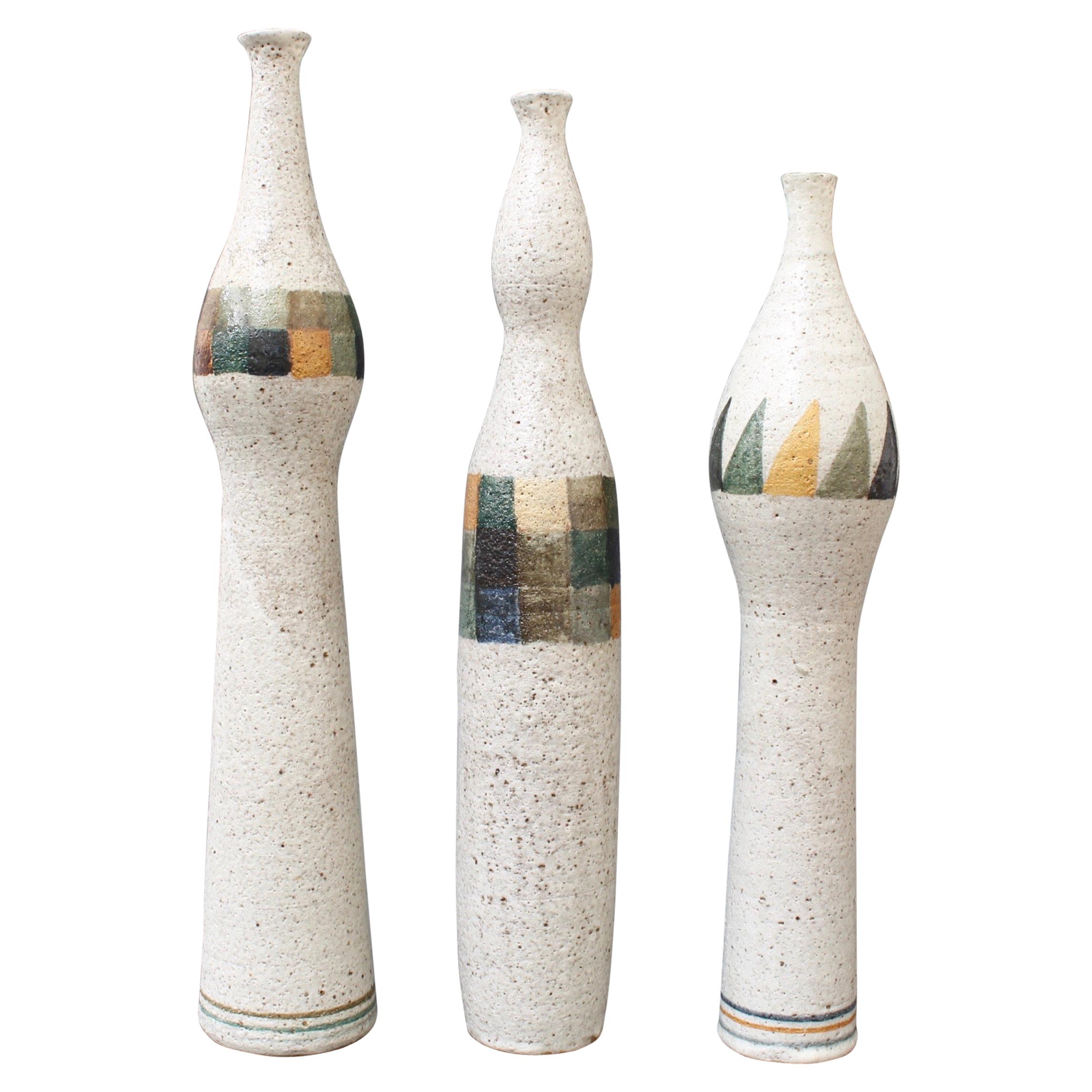 Set of Three Bottle-Shaped Vases by Bruno Gambone, circa 1990s