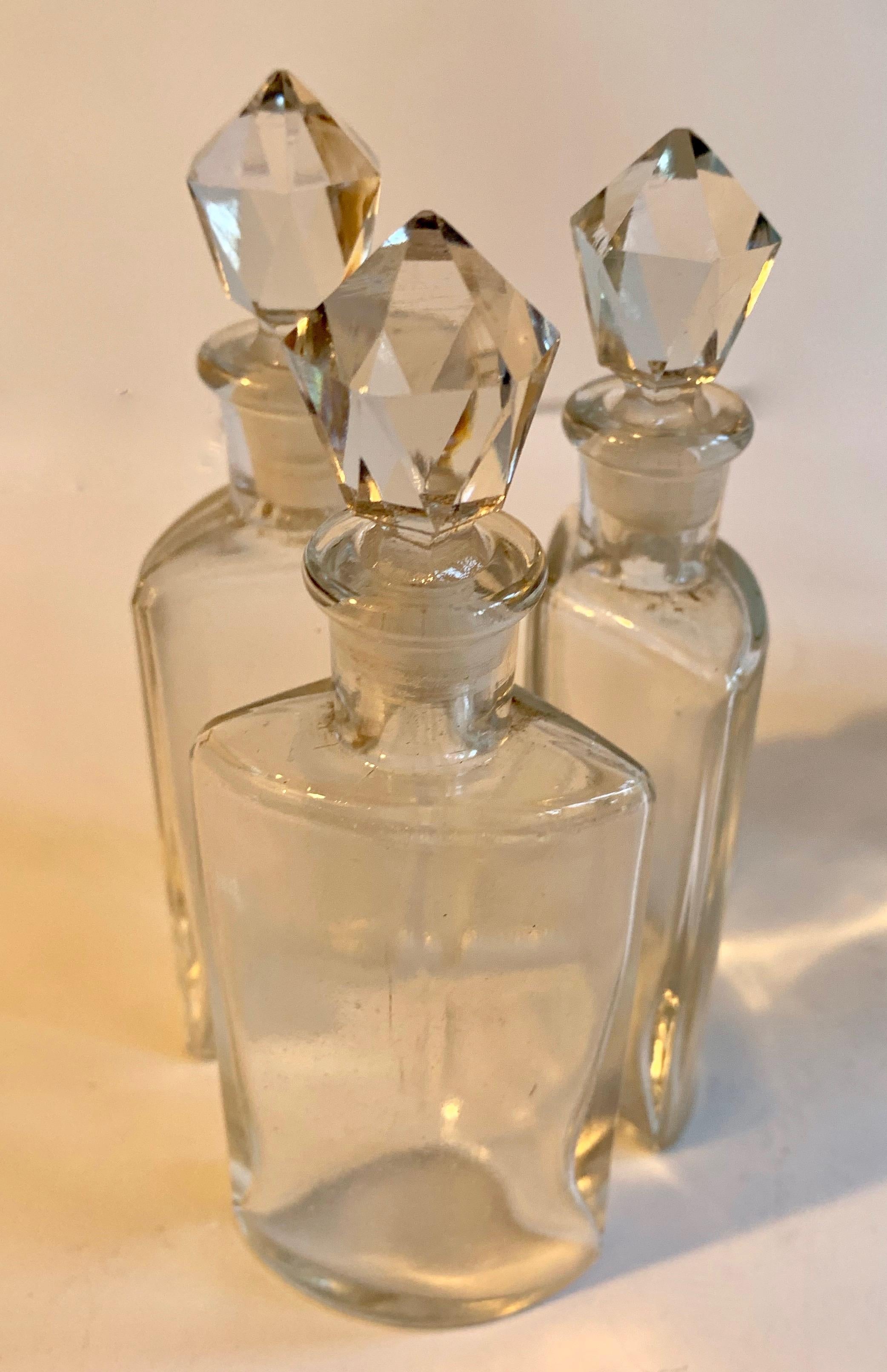 Set of Three Bottles in Holder In Good Condition For Sale In Los Angeles, CA