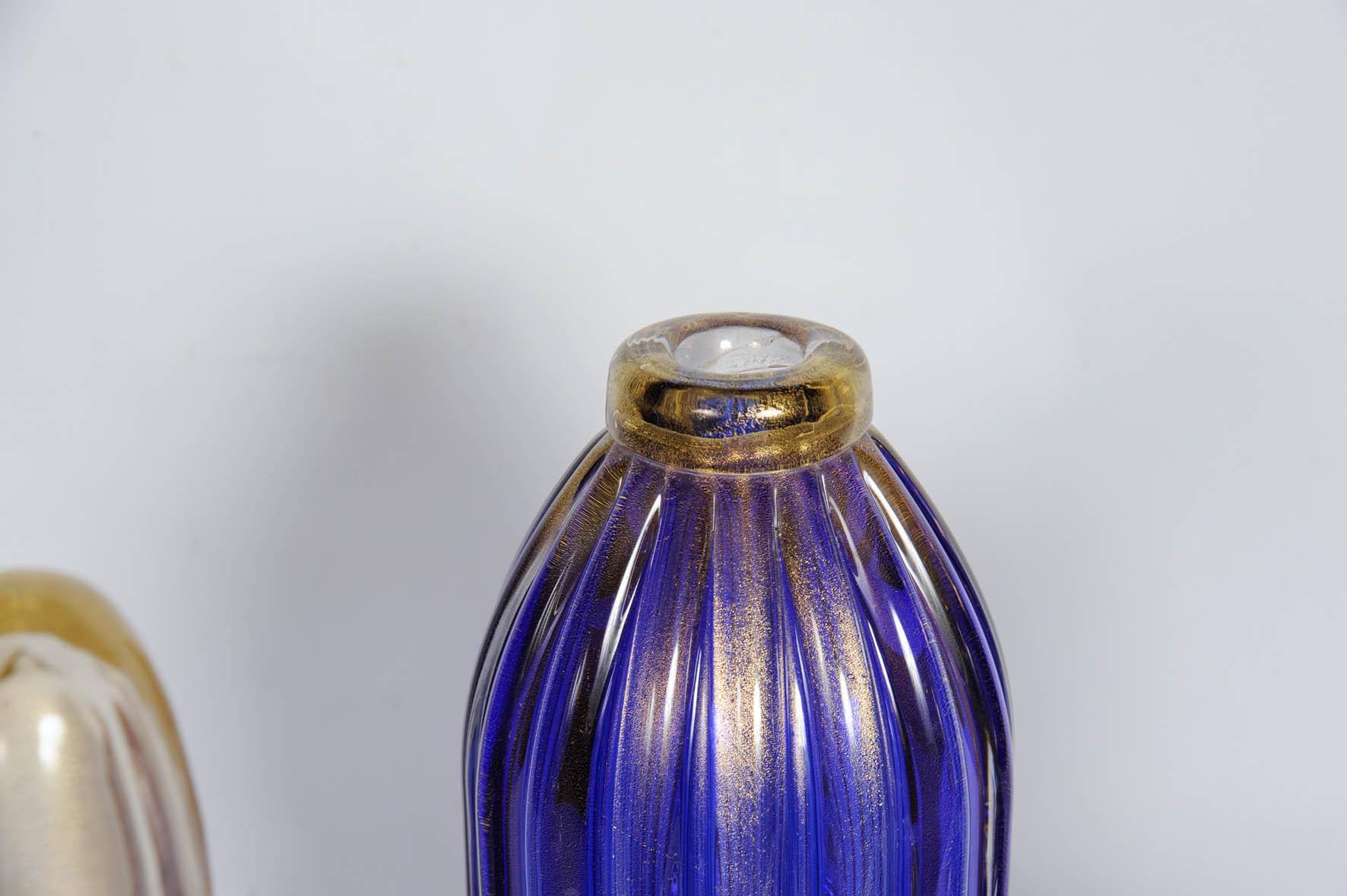 Late 20th Century Set of Three Bottles in Murano Glass