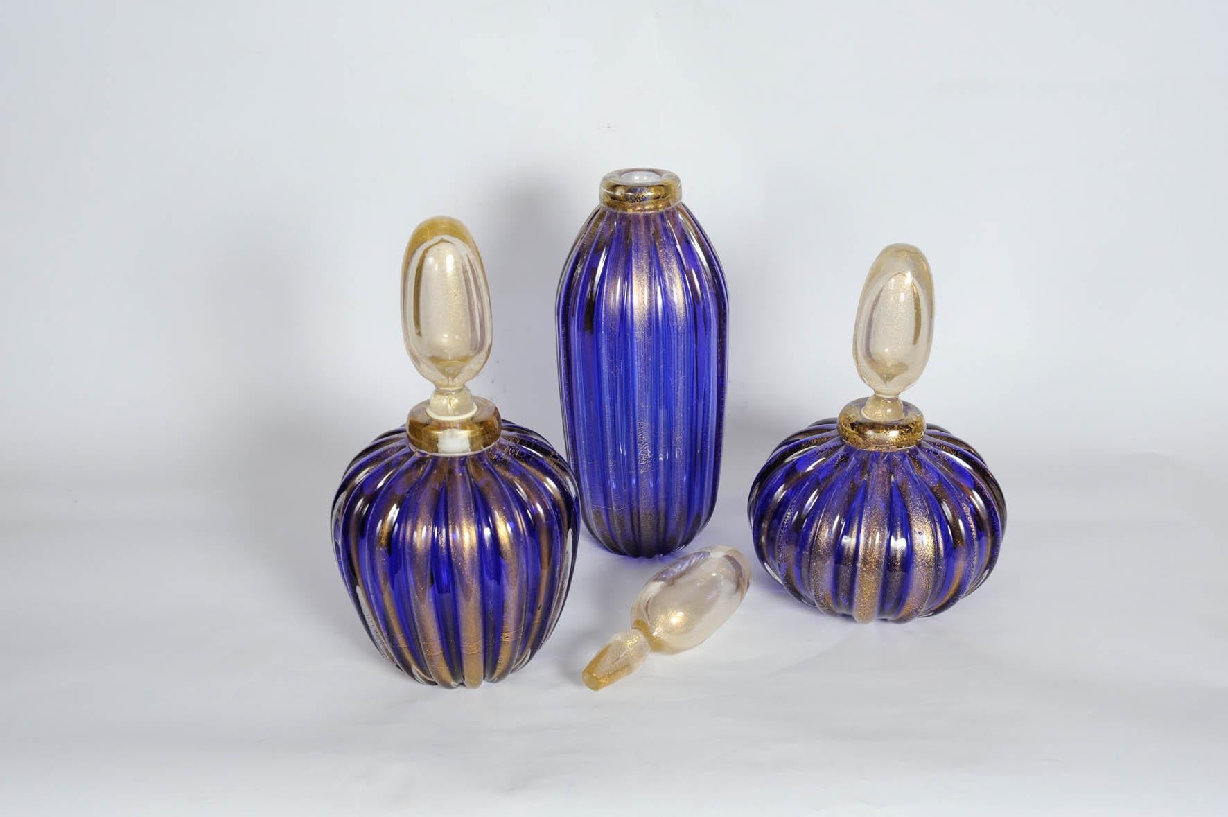 Set of Three Bottles in Murano Glass 1