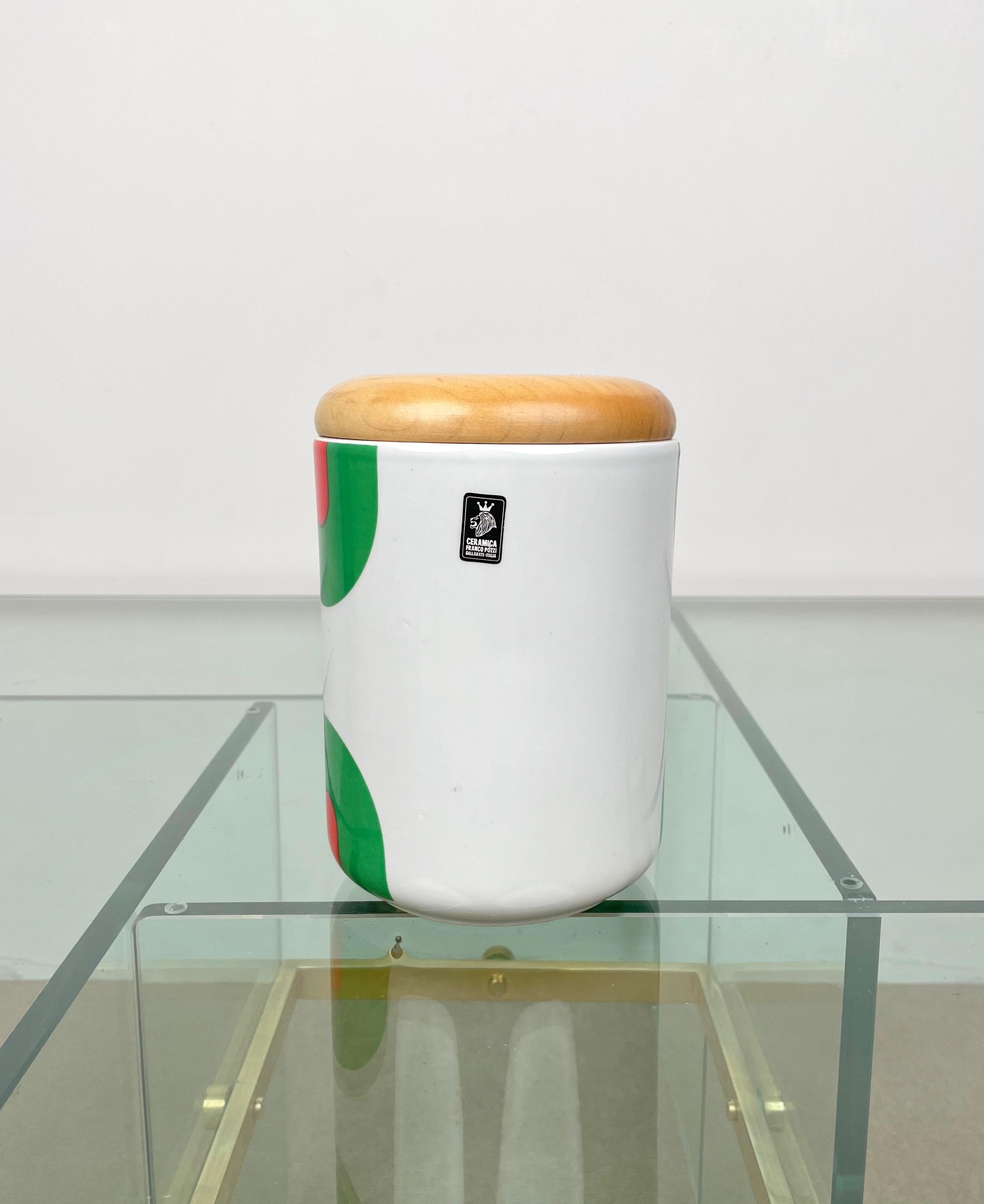 Set aus drei Schachtelvasen aus Keramik und Holz von Franco Pozzi Gallarate, Italien 1970er Jahre im Angebot 1