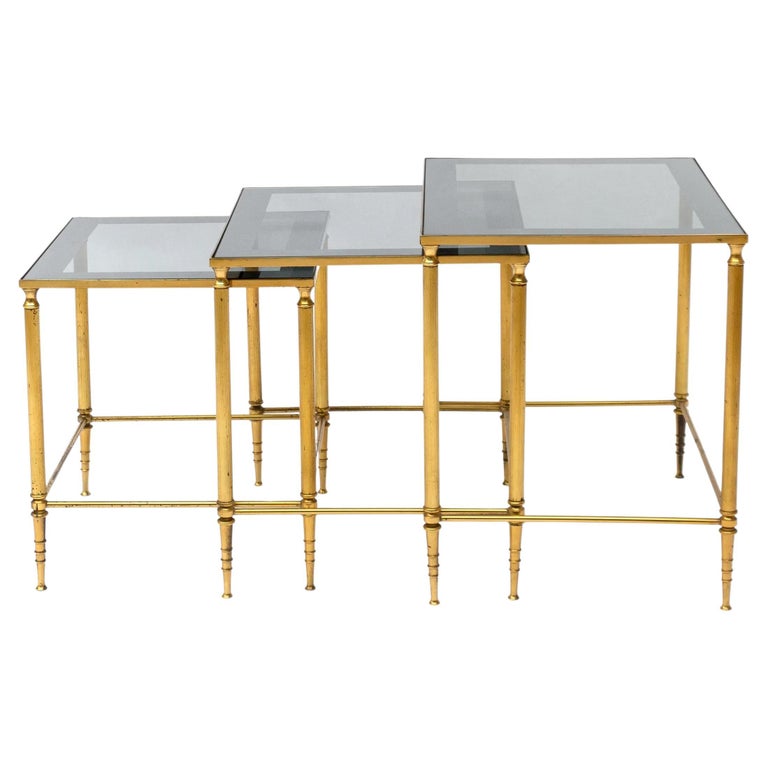 Table basse en métal effet laiton vieilli et verre trempé L81