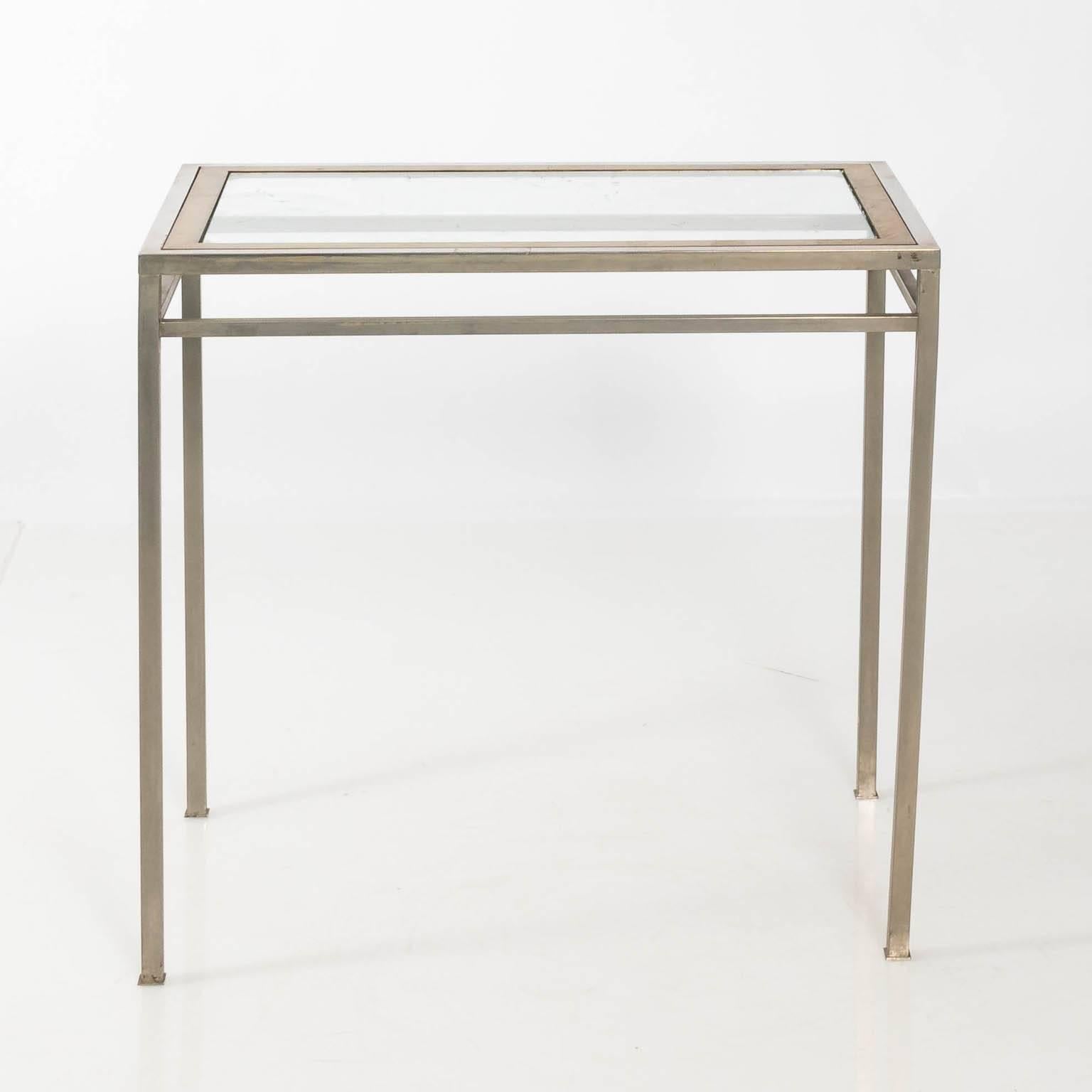 Set of Three Brass and Chrome Nesting Tables In Good Condition In Stamford, CT
