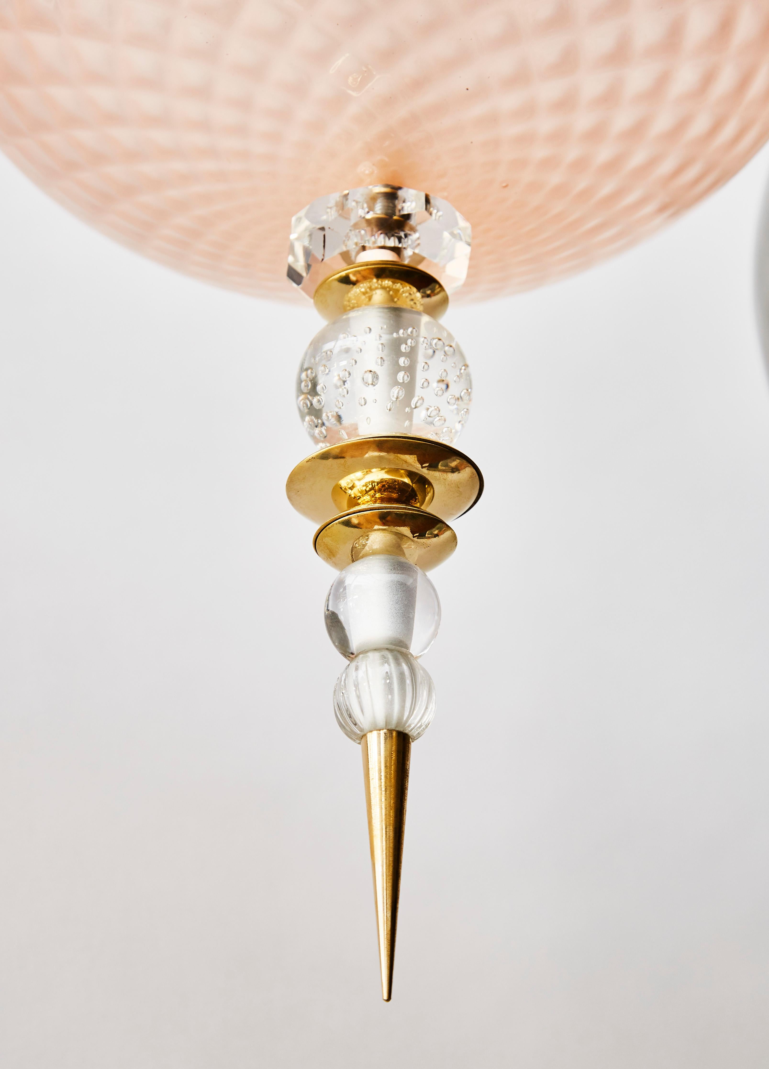 Set of Three Brass and Colored Murano Glass Suspensions In New Condition For Sale In Saint-Ouen, IDF