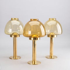 Set of Three Brass and Glass Lanterns by Hans-Agne Jakobsson, Model L102/32