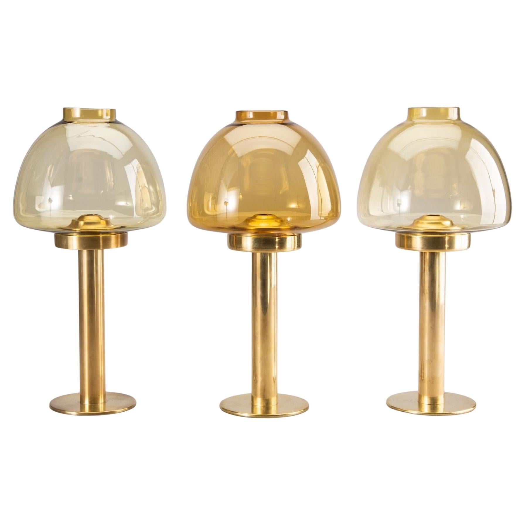 Set of Three Brass and Glass Lanterns by Hans-Agne Jakobsson, Model L102/32