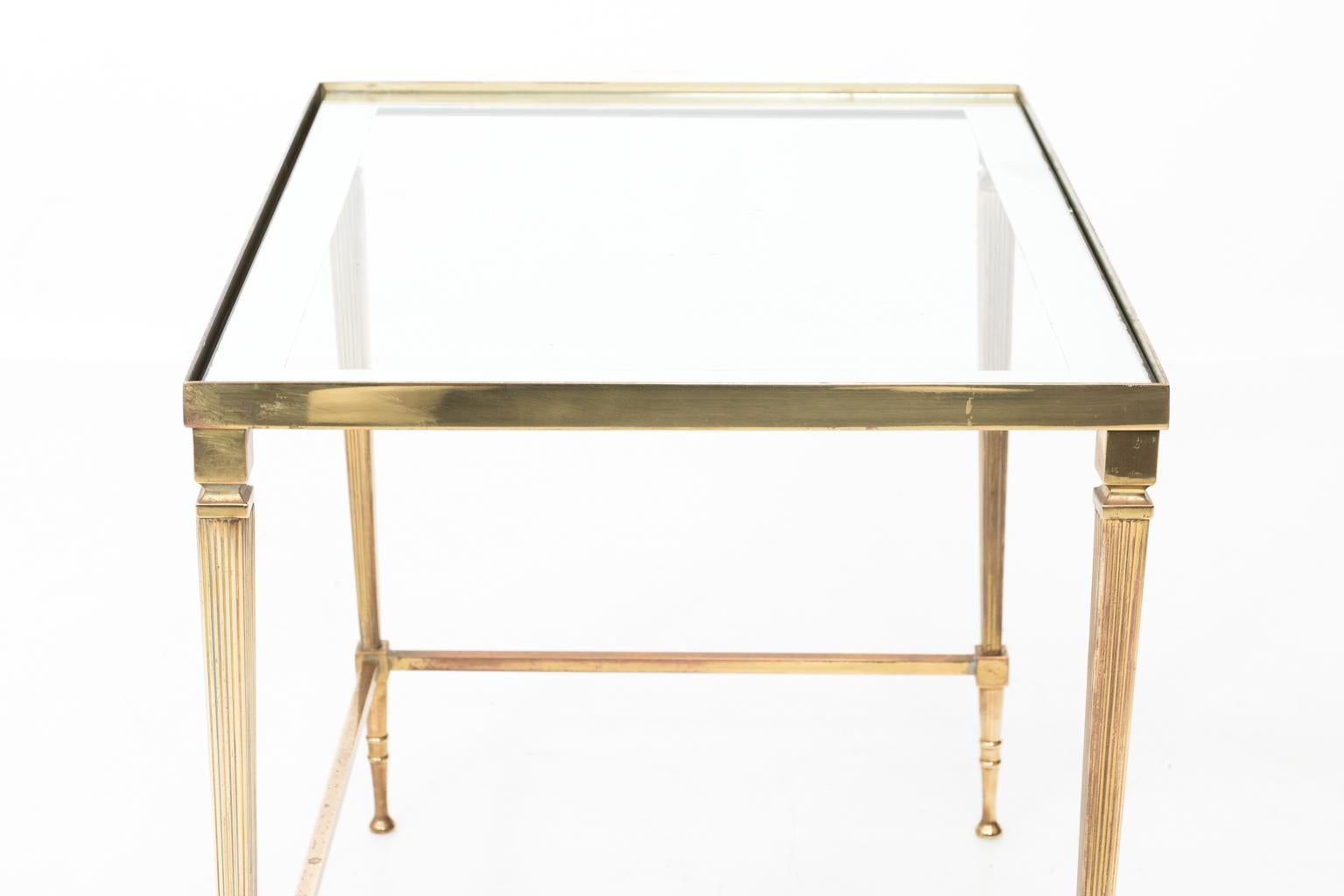 Set of Three Brass and Glass Nesting Tables 6